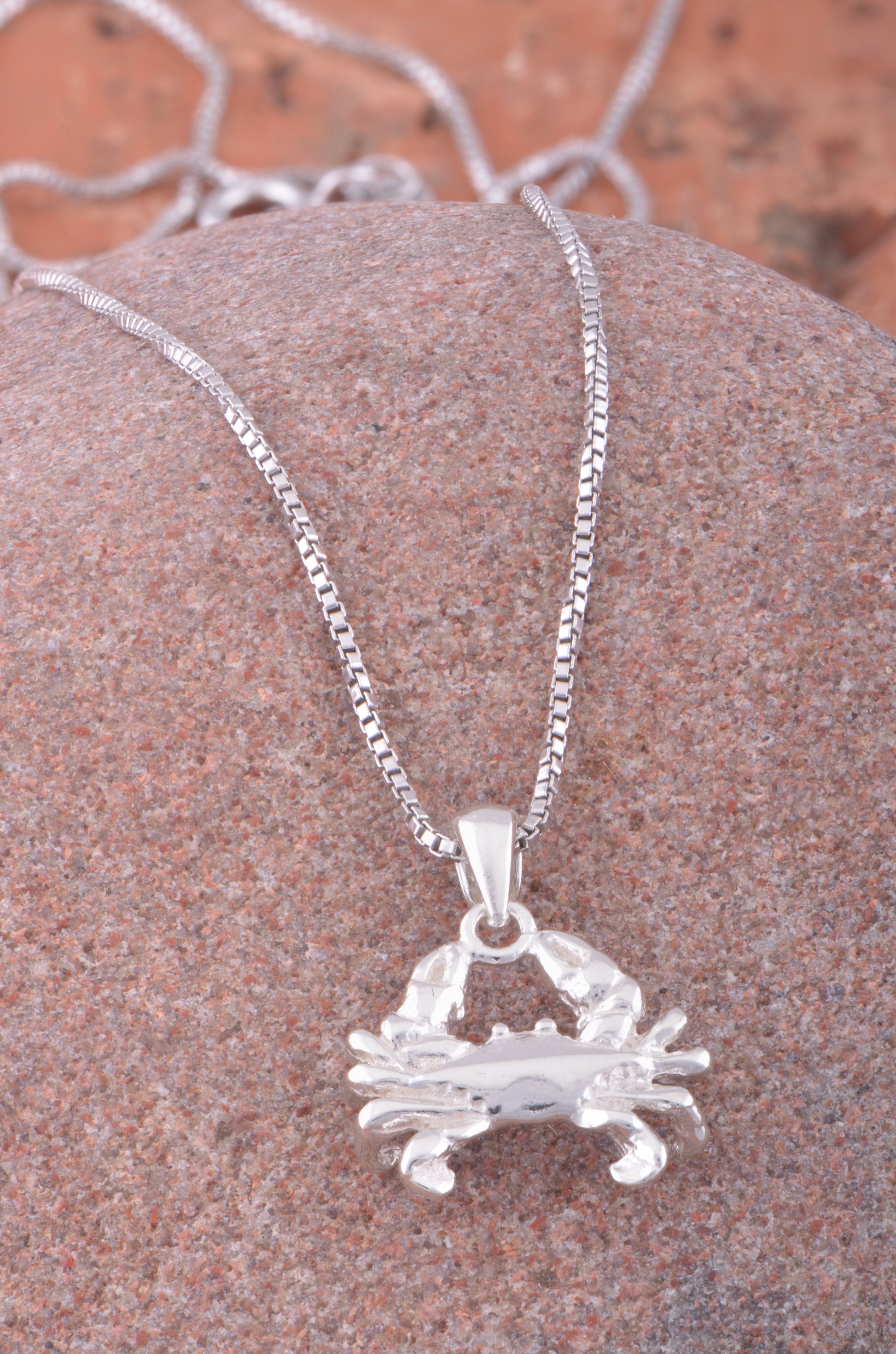 Sterling Silver Women's King Crab Necklace Silver Girls Crab Charm Necklace