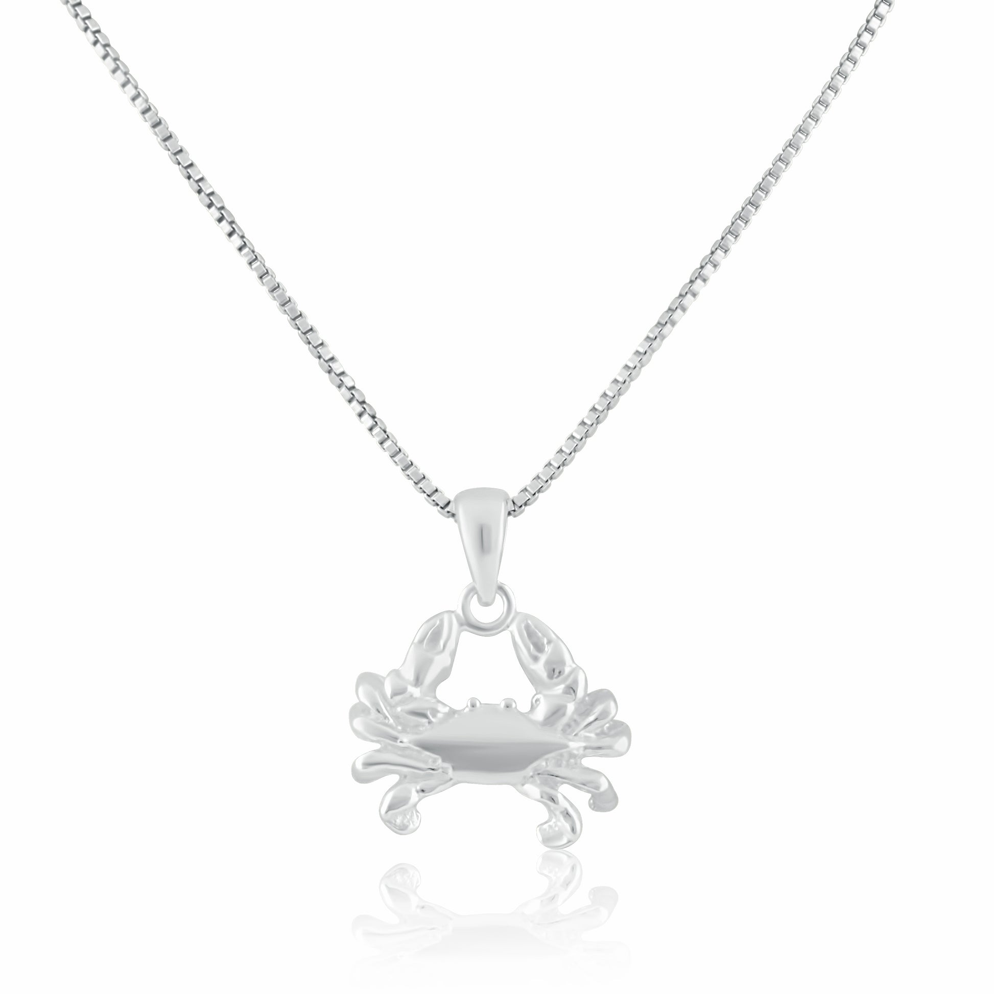 Sterling Silver Women's King Crab Necklace Silver Girls Crab Charm Necklace