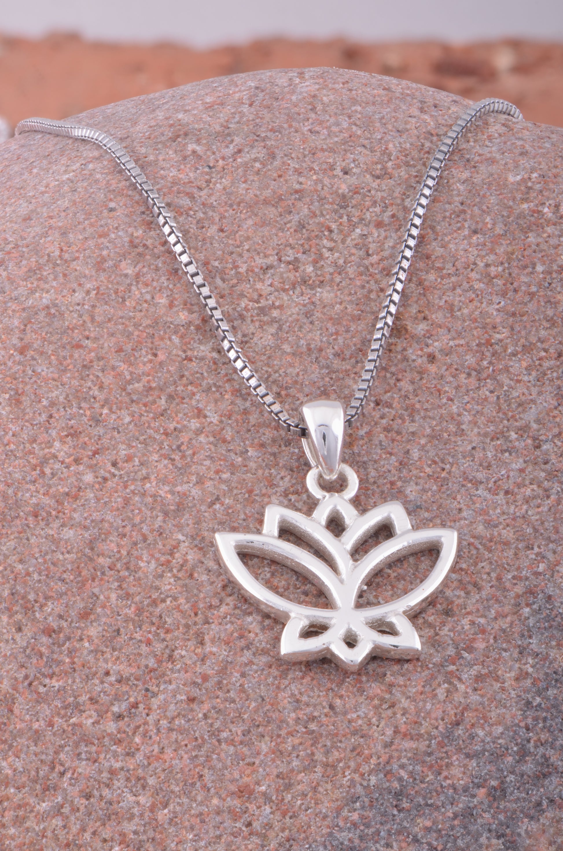 Sterling Silver Women's Lotus Necklace Silver Girls Lotus Flower Charm Necklace