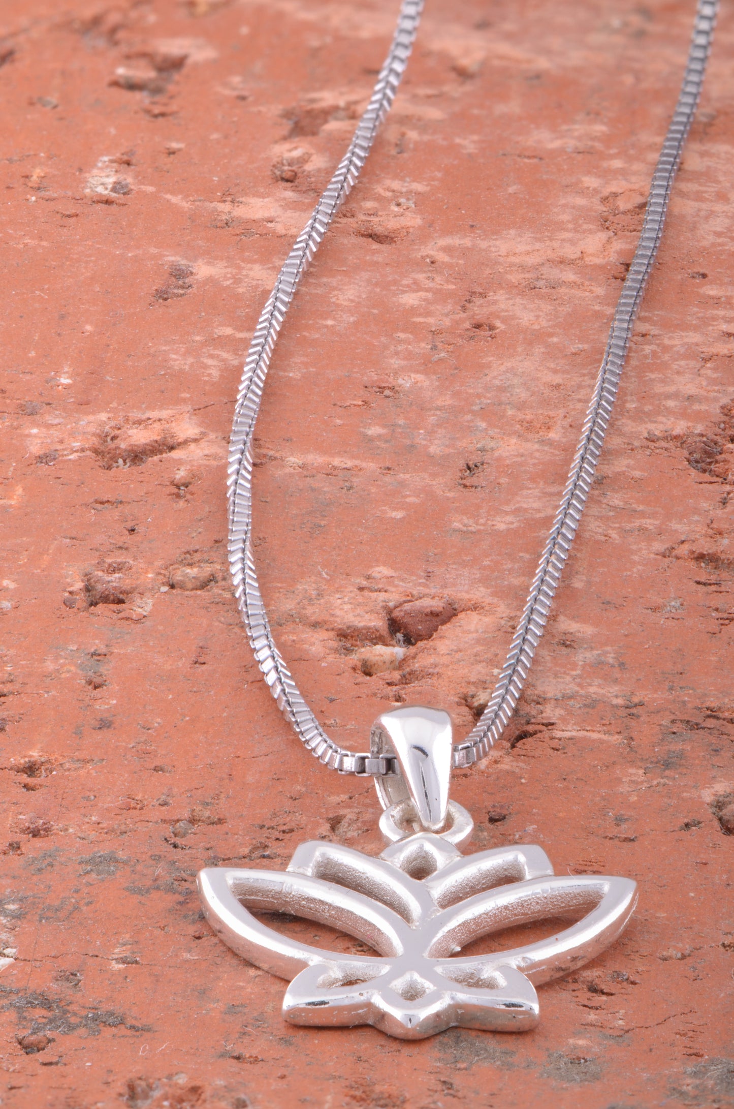 Sterling Silver Women's Lotus Necklace Silver Girls Lotus Flower Charm Necklace