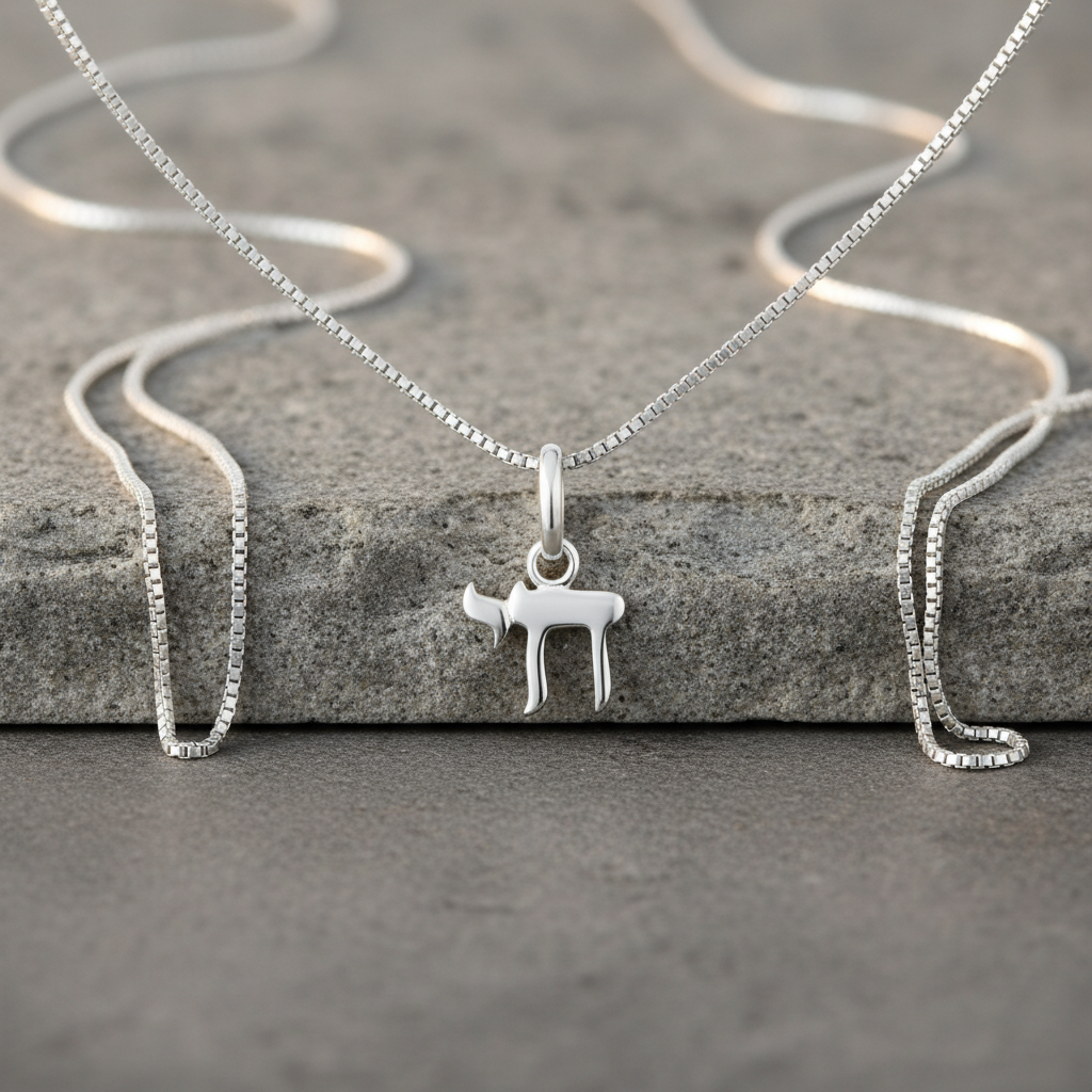 Sterling Silver Hebrew Chai Pendant Necklace Silver Chai Women's Charm Necklace