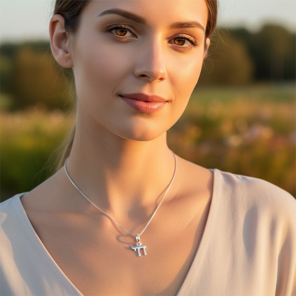 Sterling Silver Hebrew Chai Pendant Necklace Silver Chai Women's Charm Necklace