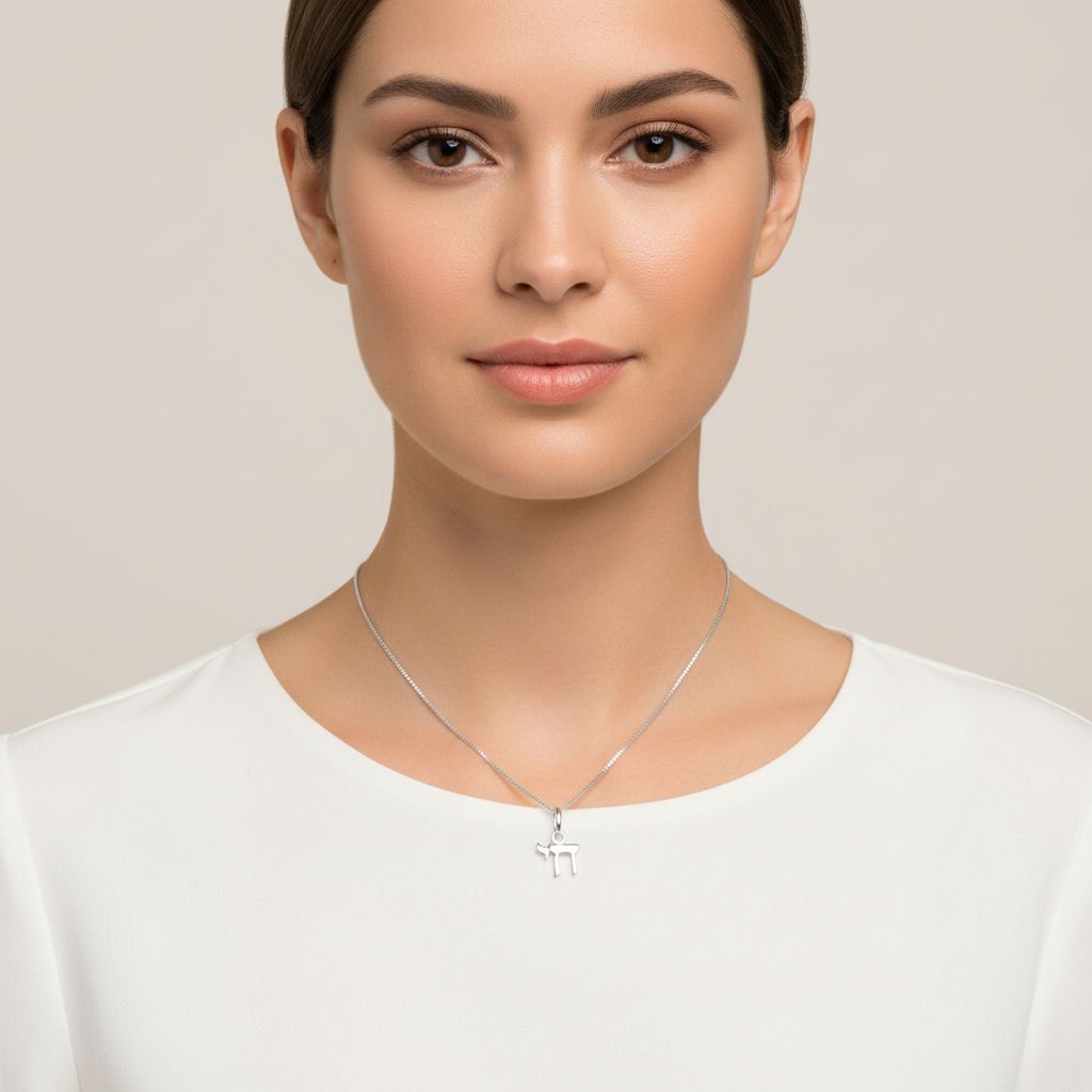 Sterling Silver Hebrew Chai Pendant Necklace Silver Chai Women's Charm Necklace