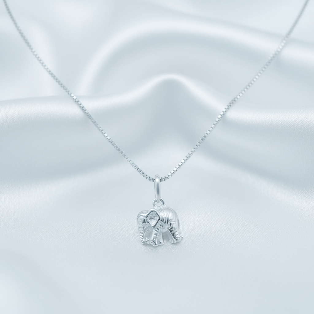 SilverCloseOut 925 Sterling Silver Women's Small Lucky Elephant Necklace Silver Girls Elephant Charm Necklace