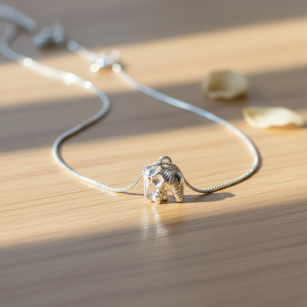 SilverCloseOut 925 Sterling Silver Women's Small Lucky Elephant Necklace Silver Girls Elephant Charm Necklace