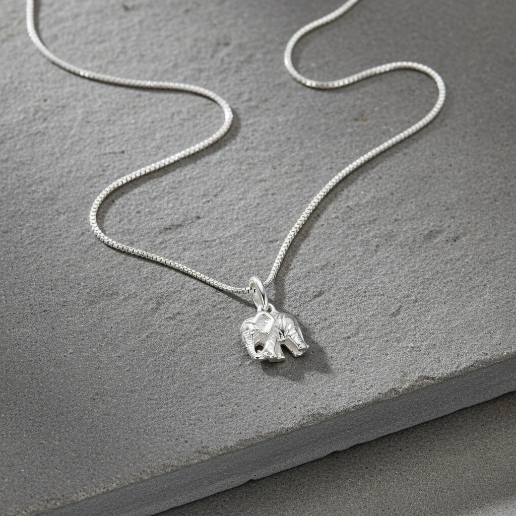 SilverCloseOut 925 Sterling Silver Women's Small Lucky Elephant Necklace Silver Girls Elephant Charm Necklace