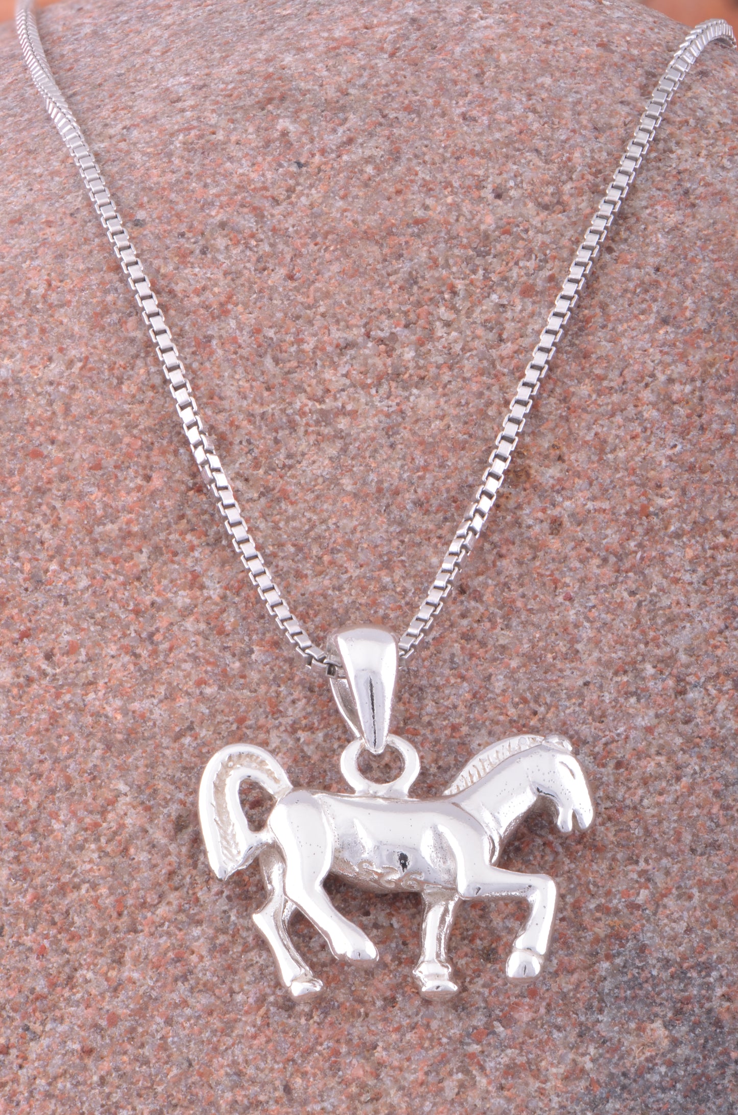 Sterling Silver Women's Small Horse Necklace Silver Girls Horse Charm Necklace