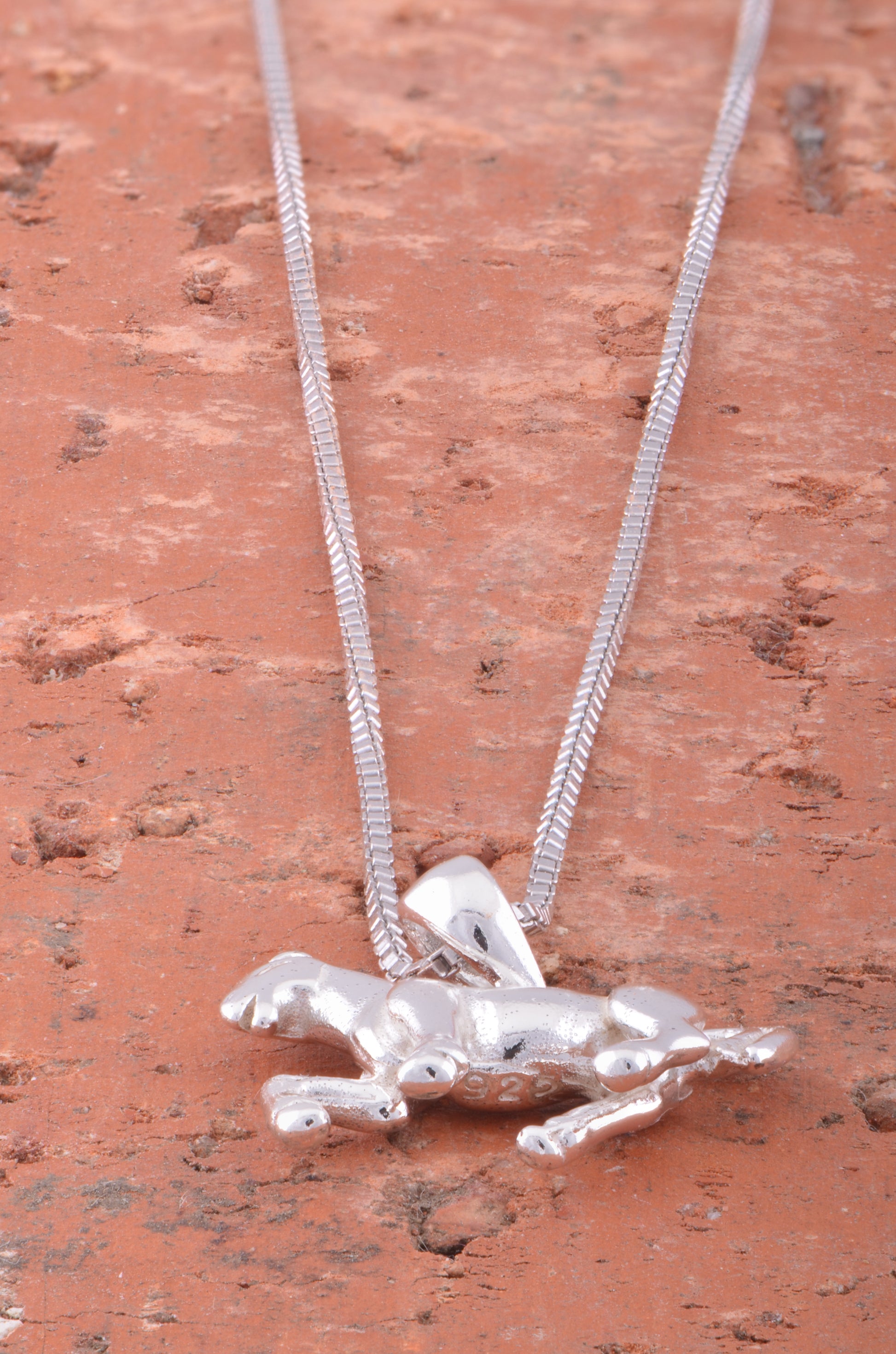 Sterling Silver Women's Small Horse Necklace Silver Girls Horse Charm Necklace
