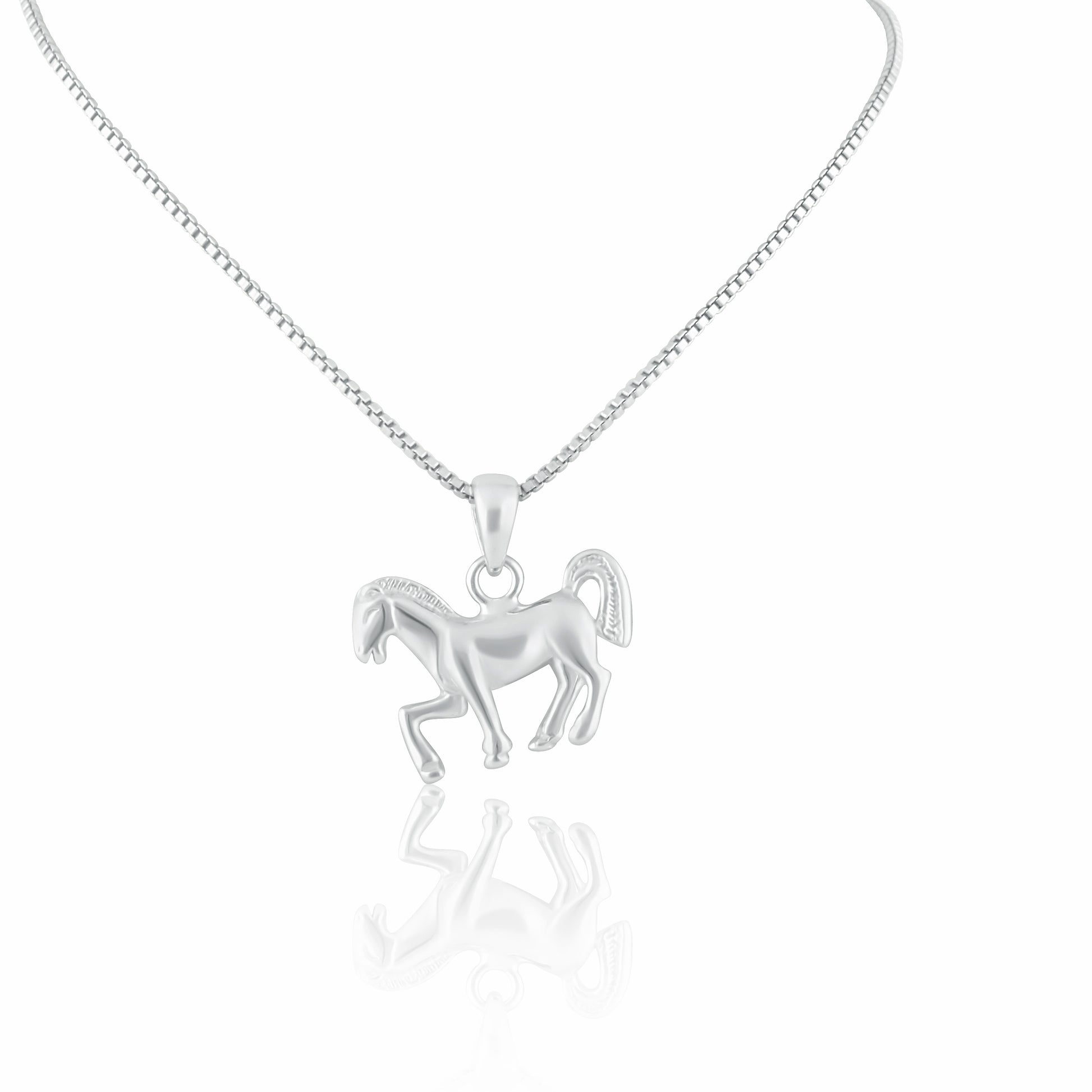 Sterling Silver Women's Small Horse Necklace Silver Girls Horse Charm Necklace