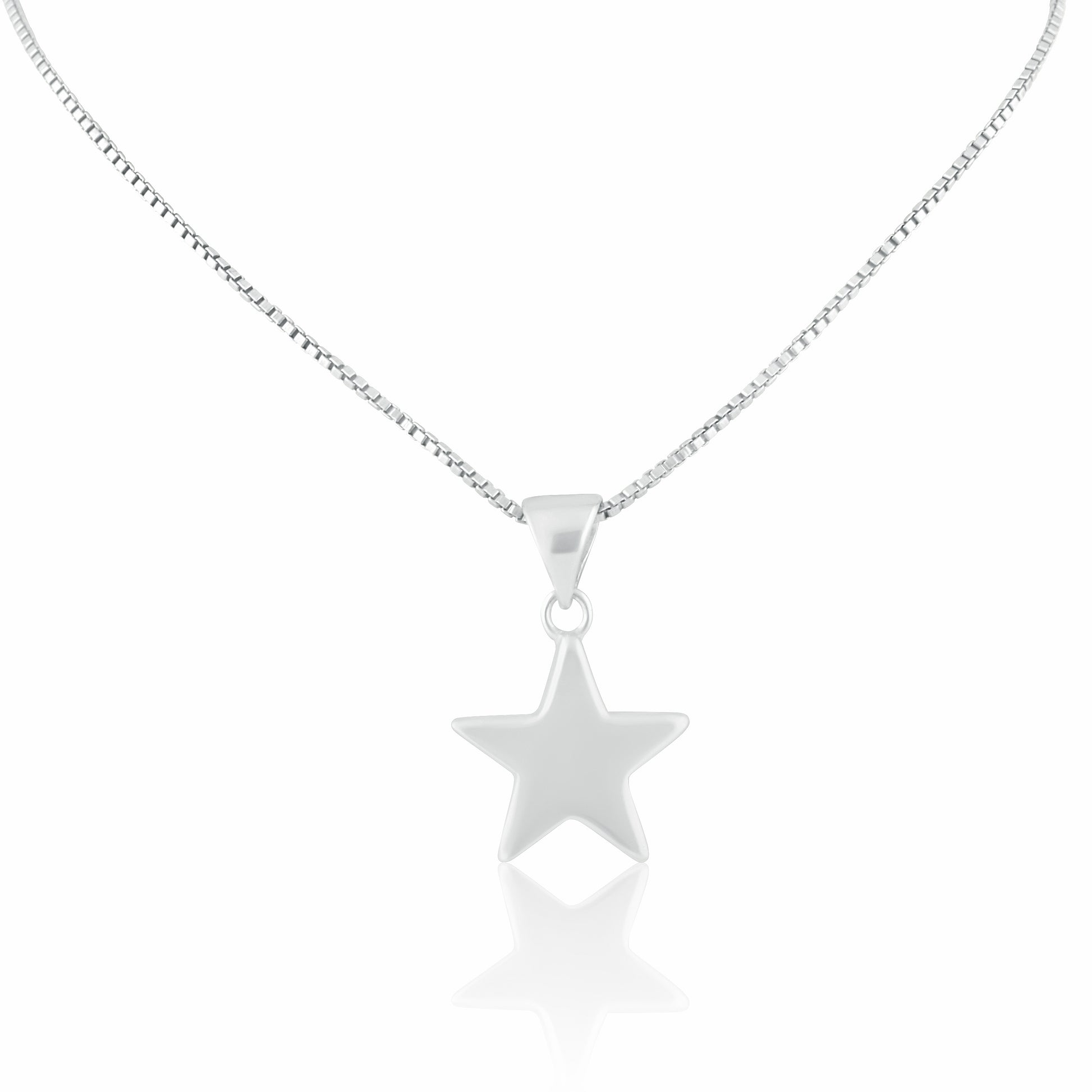 Sterling Silver Women's Rock Star Necklace Silver Girls Star Charm Necklace