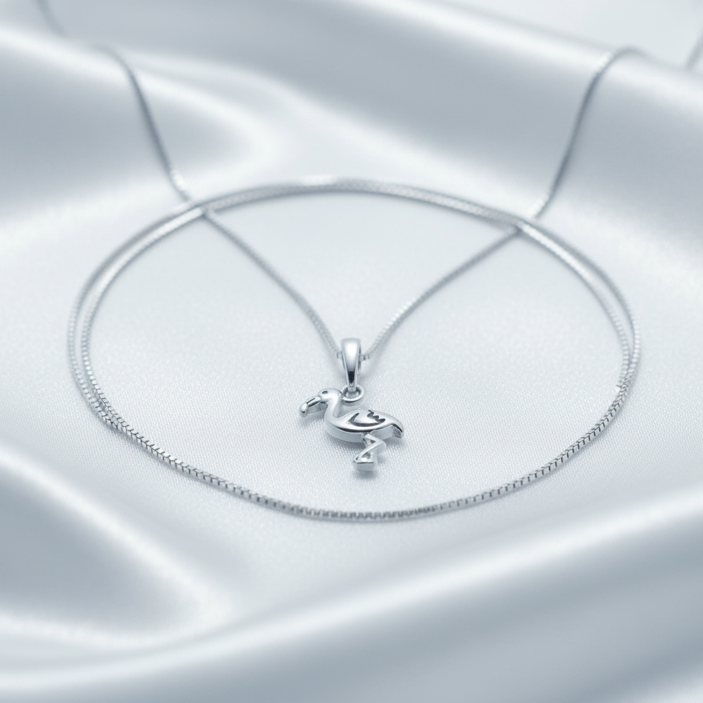Sterling Silver Flamingo Bird Necklace Silver Girls Flamingo Charm Necklace