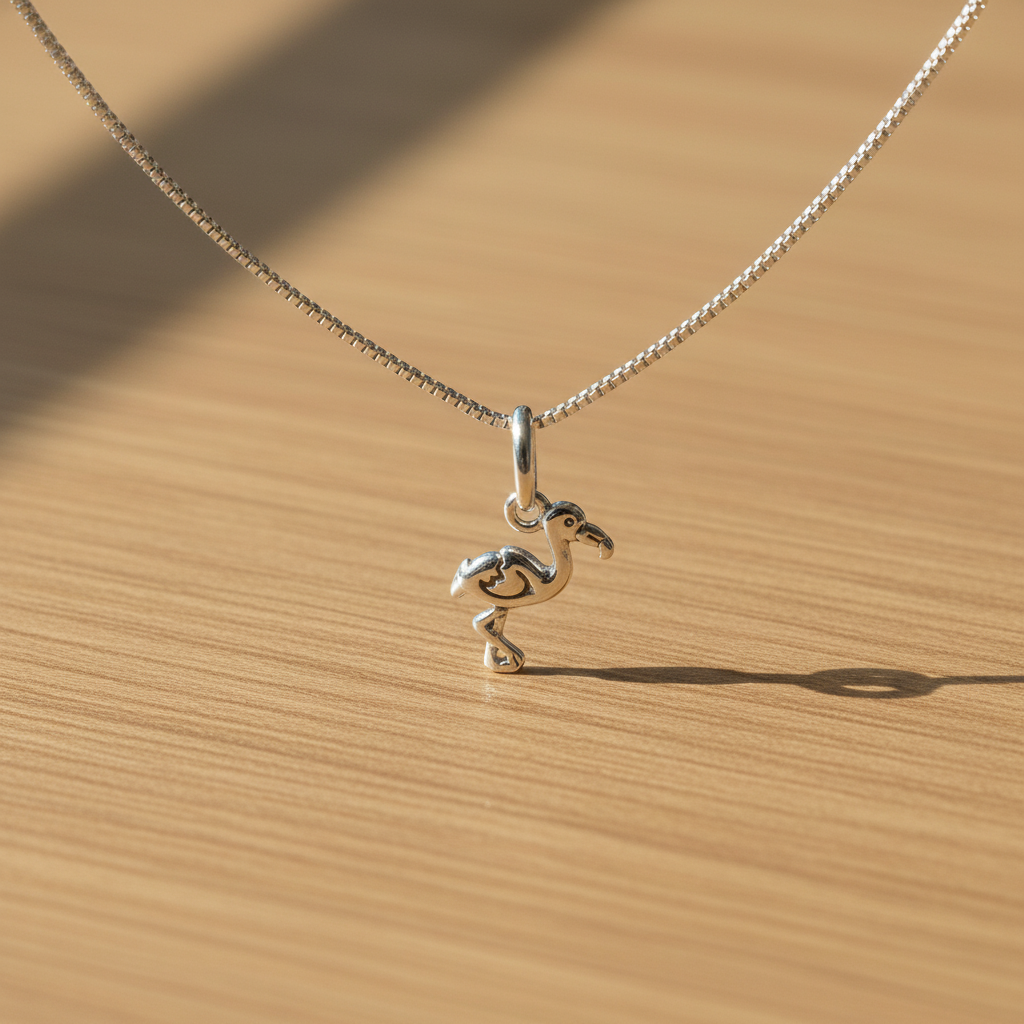 Sterling Silver Flamingo Bird Necklace Silver Girls Flamingo Charm Necklace