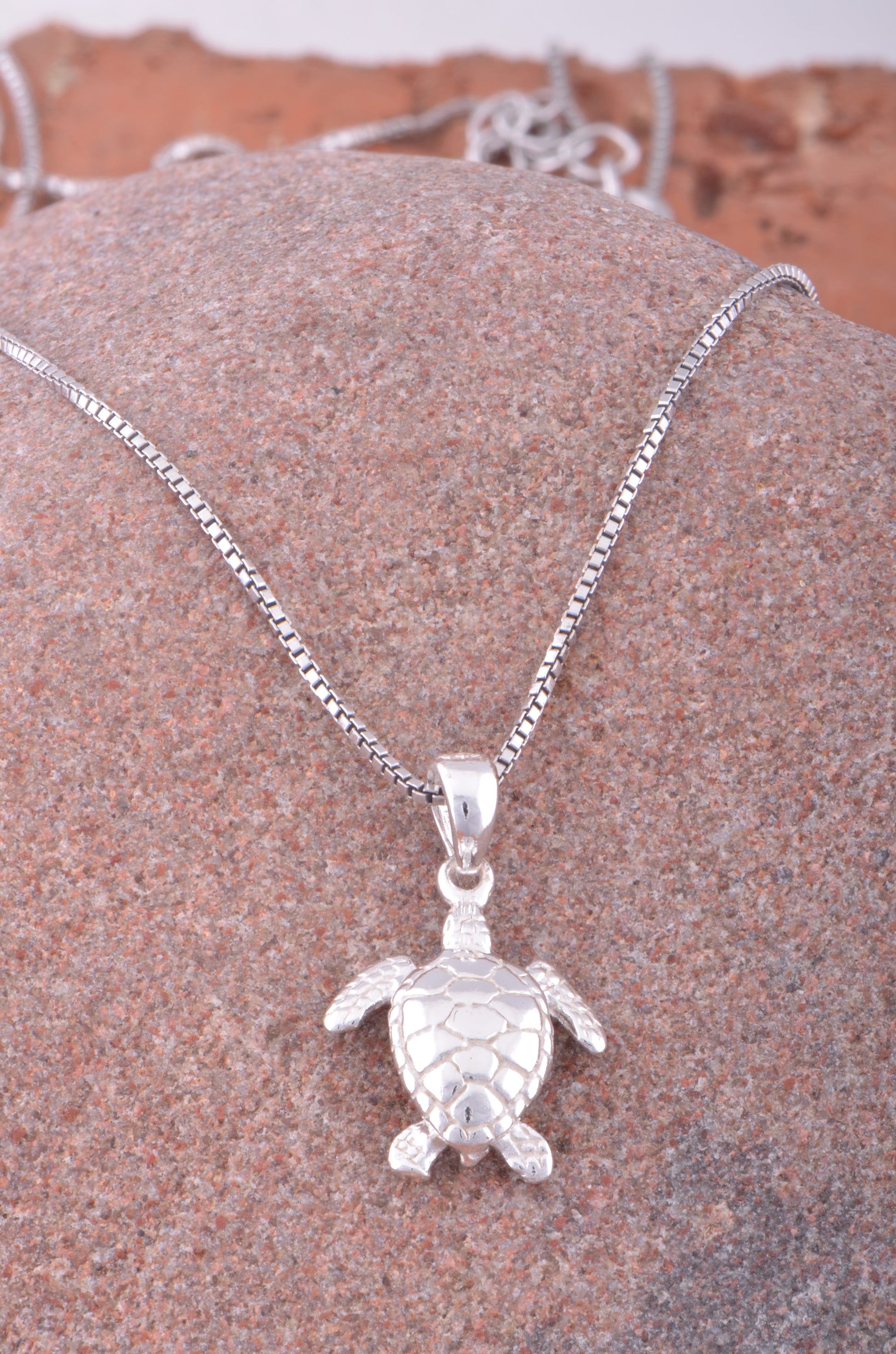 Sterling Silver Small Sea Turtle Necklace Silver Girls Sea Turtle Charm Necklace