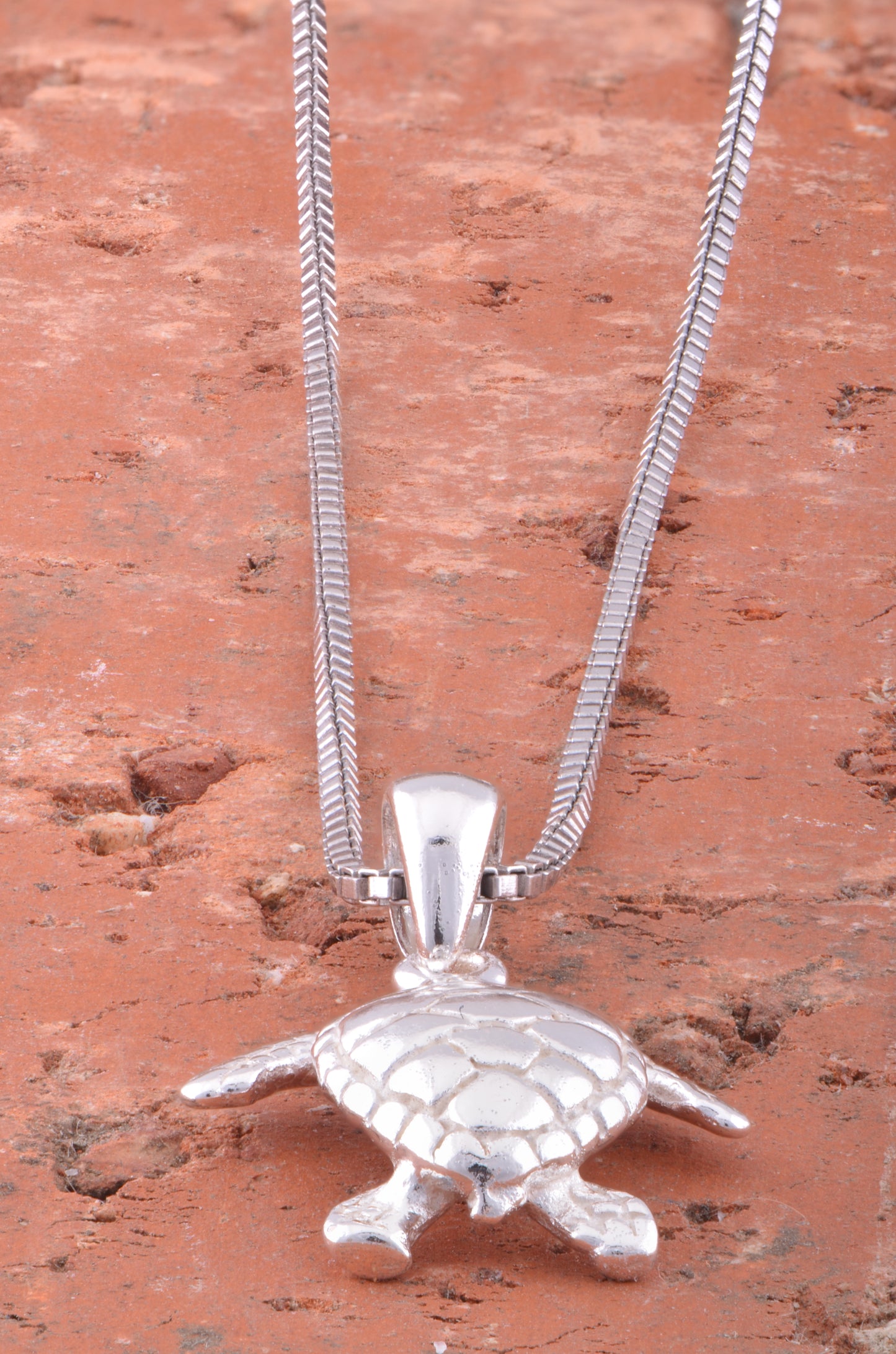 Sterling Silver Small Sea Turtle Necklace Silver Girls Sea Turtle Charm Necklace
