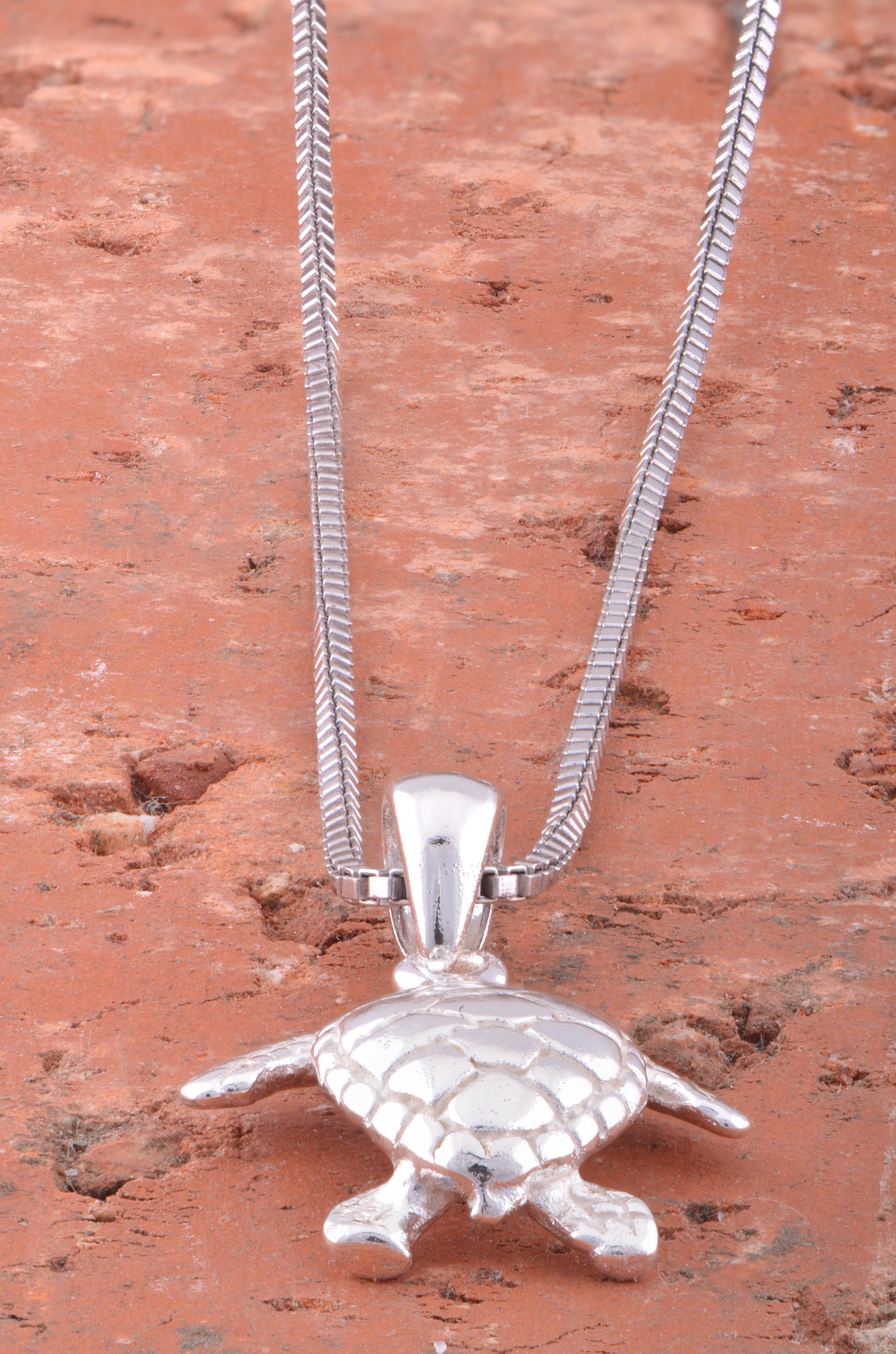 Sterling Silver Small Sea Turtle Necklace Silver Girls Sea Turtle Charm Necklace