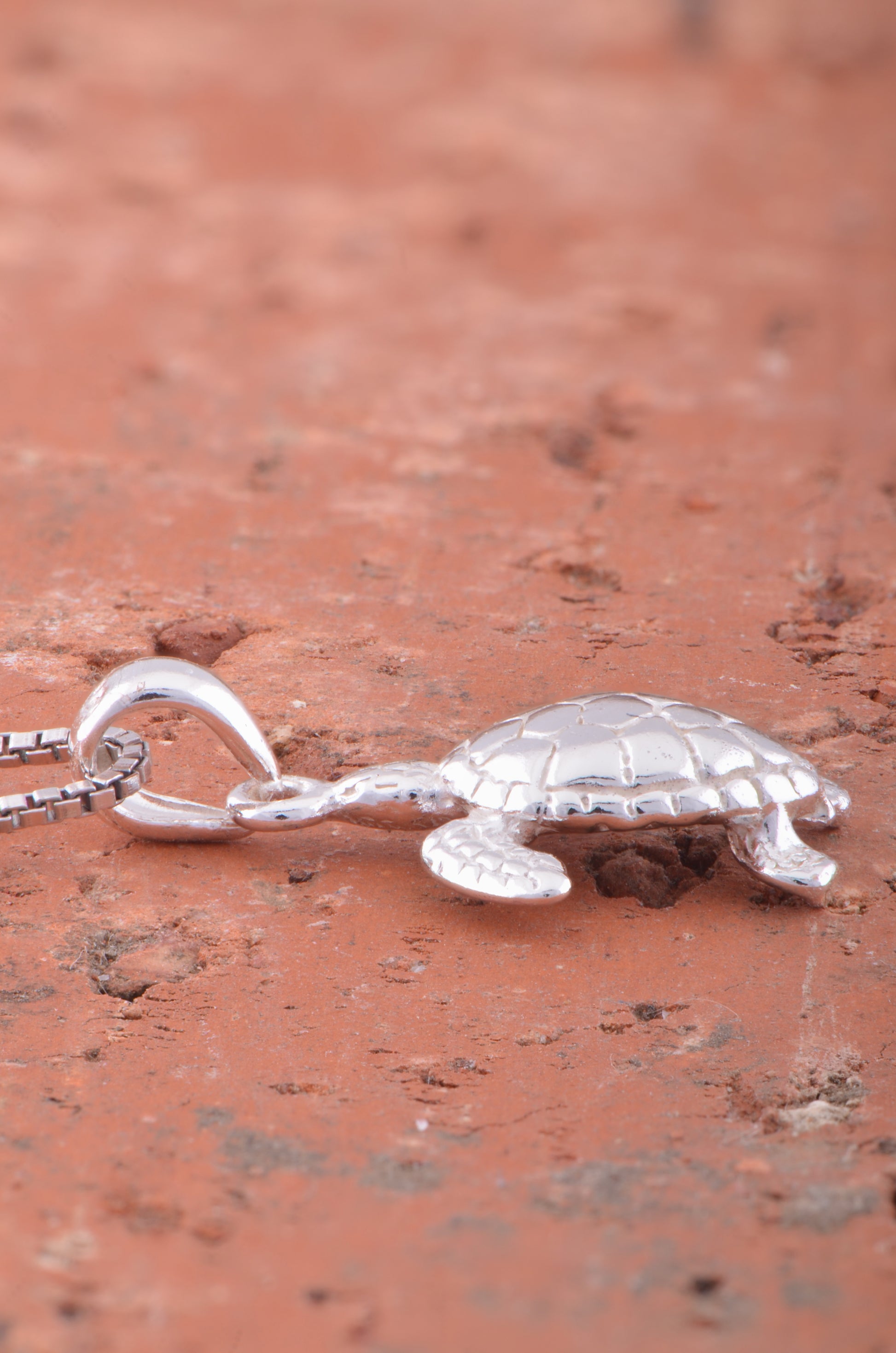 Sterling Silver Small Sea Turtle Necklace Silver Girls Sea Turtle Charm Necklace