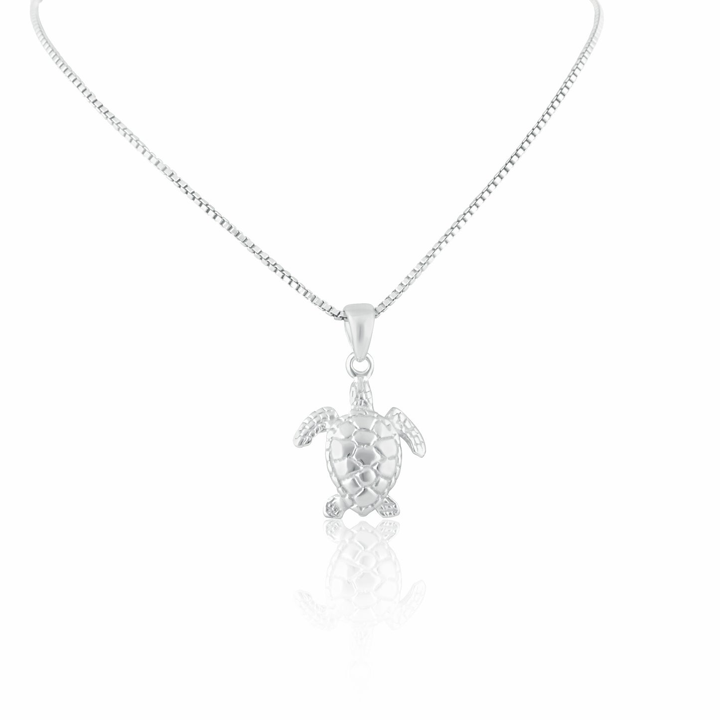 Sterling Silver Small Sea Turtle Necklace Silver Girls Sea Turtle Charm Necklace