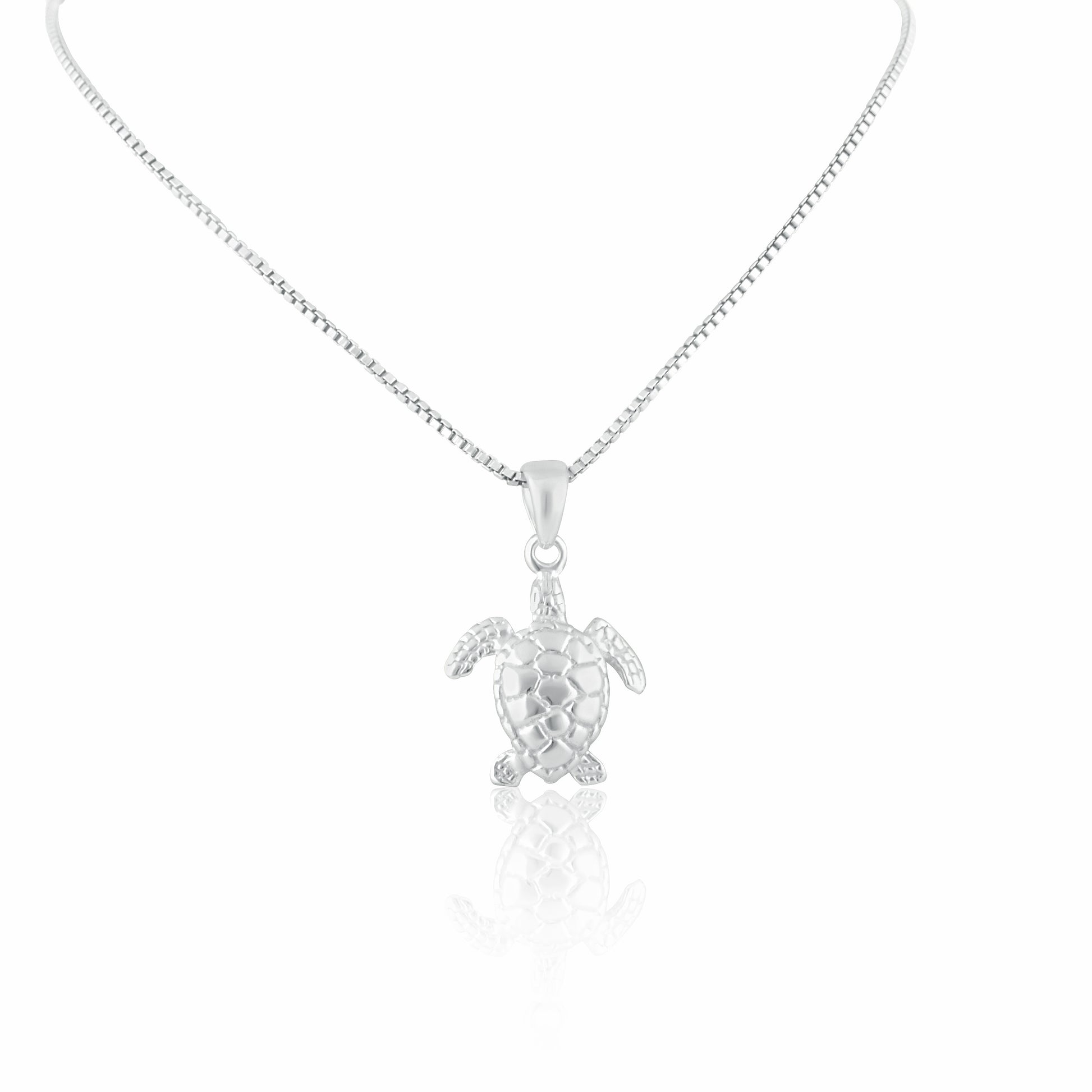Sterling Silver Small Sea Turtle Necklace Silver Girls Sea Turtle Charm Necklace
