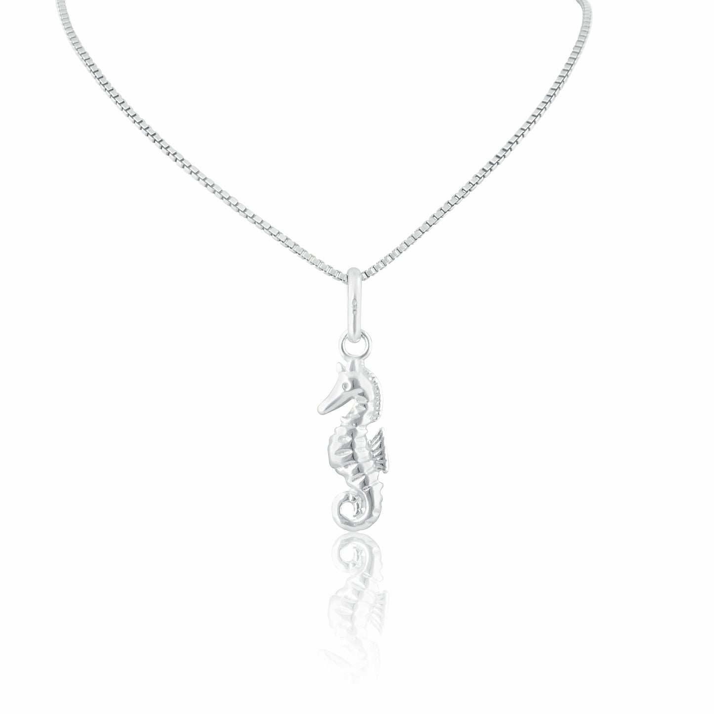 Sterling Silver Women's Small Tropical SeaHorse Ocean Charm Necklace