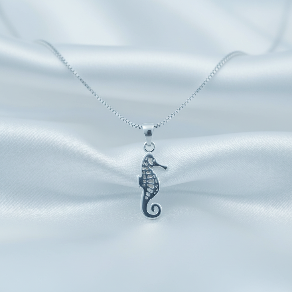 Sterling Silver Women's SeaHorse Necklace Silver Girls SeaHorse Charm Necklace