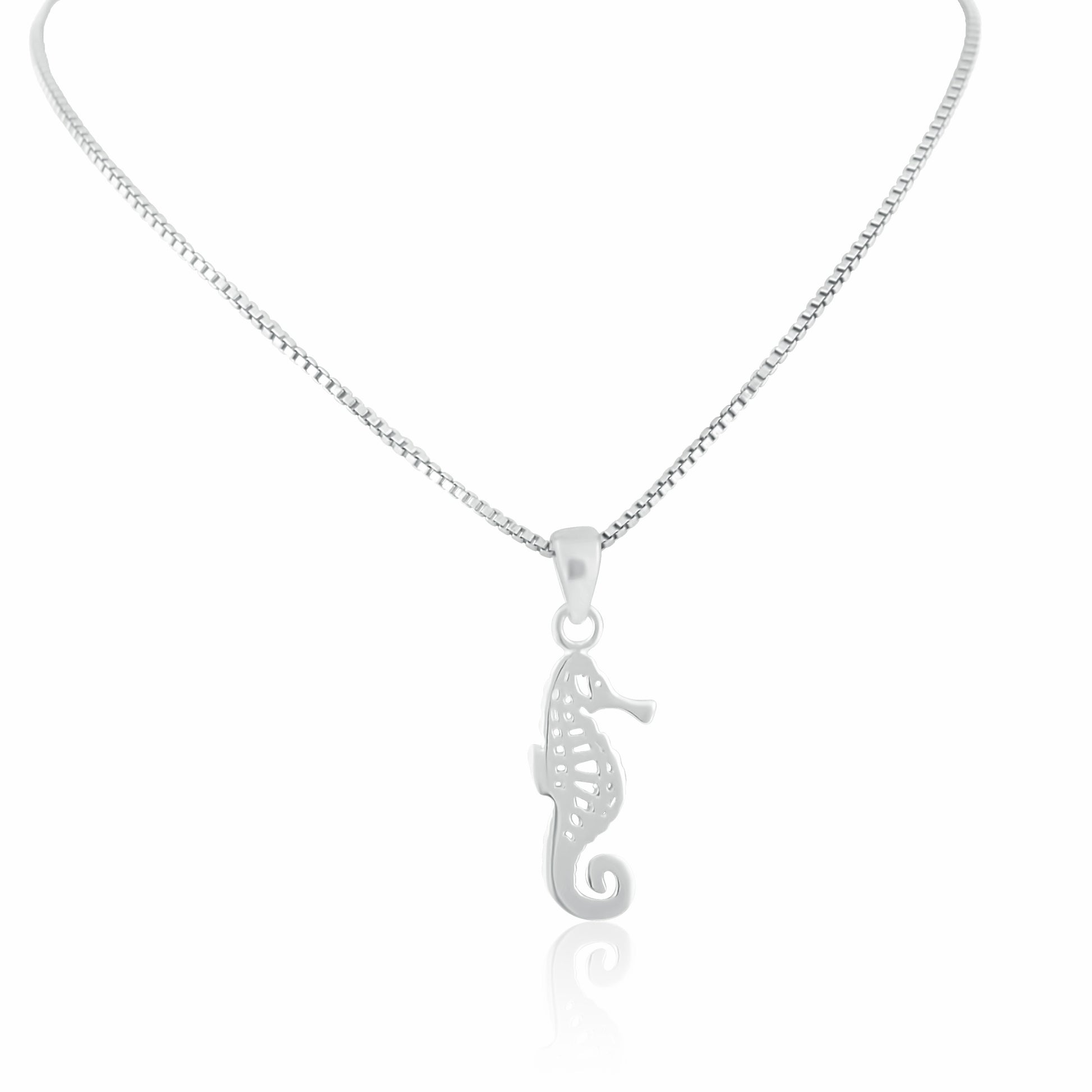Sterling Silver Women's SeaHorse Necklace Silver Girls SeaHorse Charm Necklace