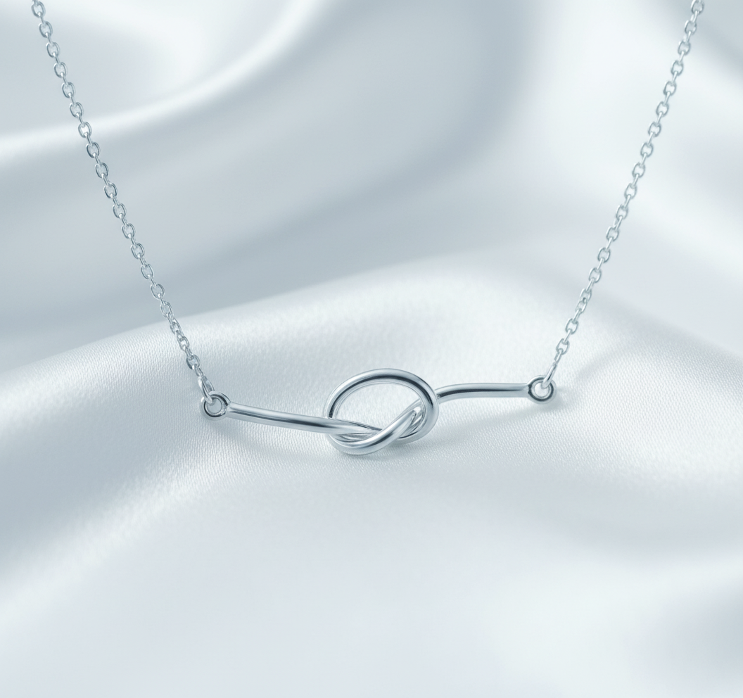 Sterling Silver Women's Love Knot Necklace Silver Girls Knot Charm Necklace