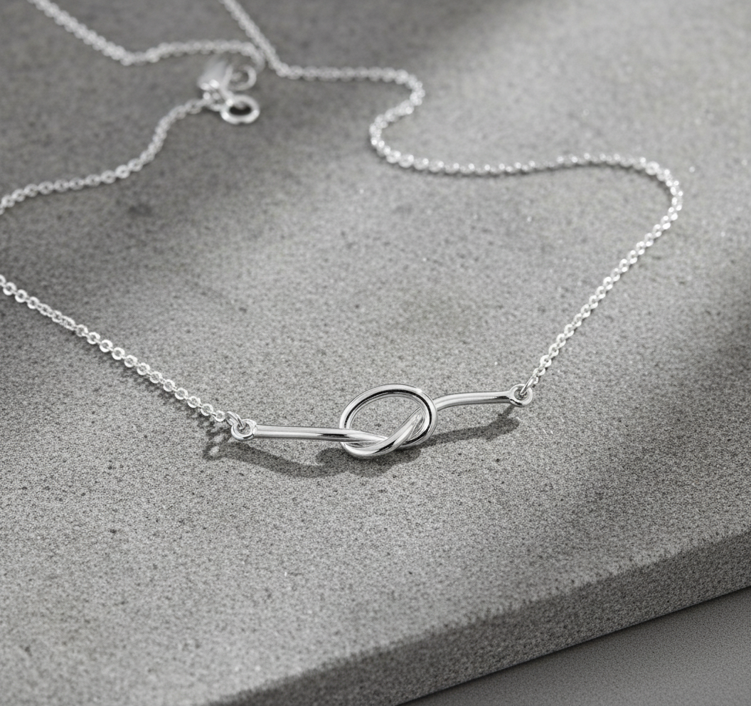Sterling Silver Women's Love Knot Necklace Silver Girls Knot Charm Necklace