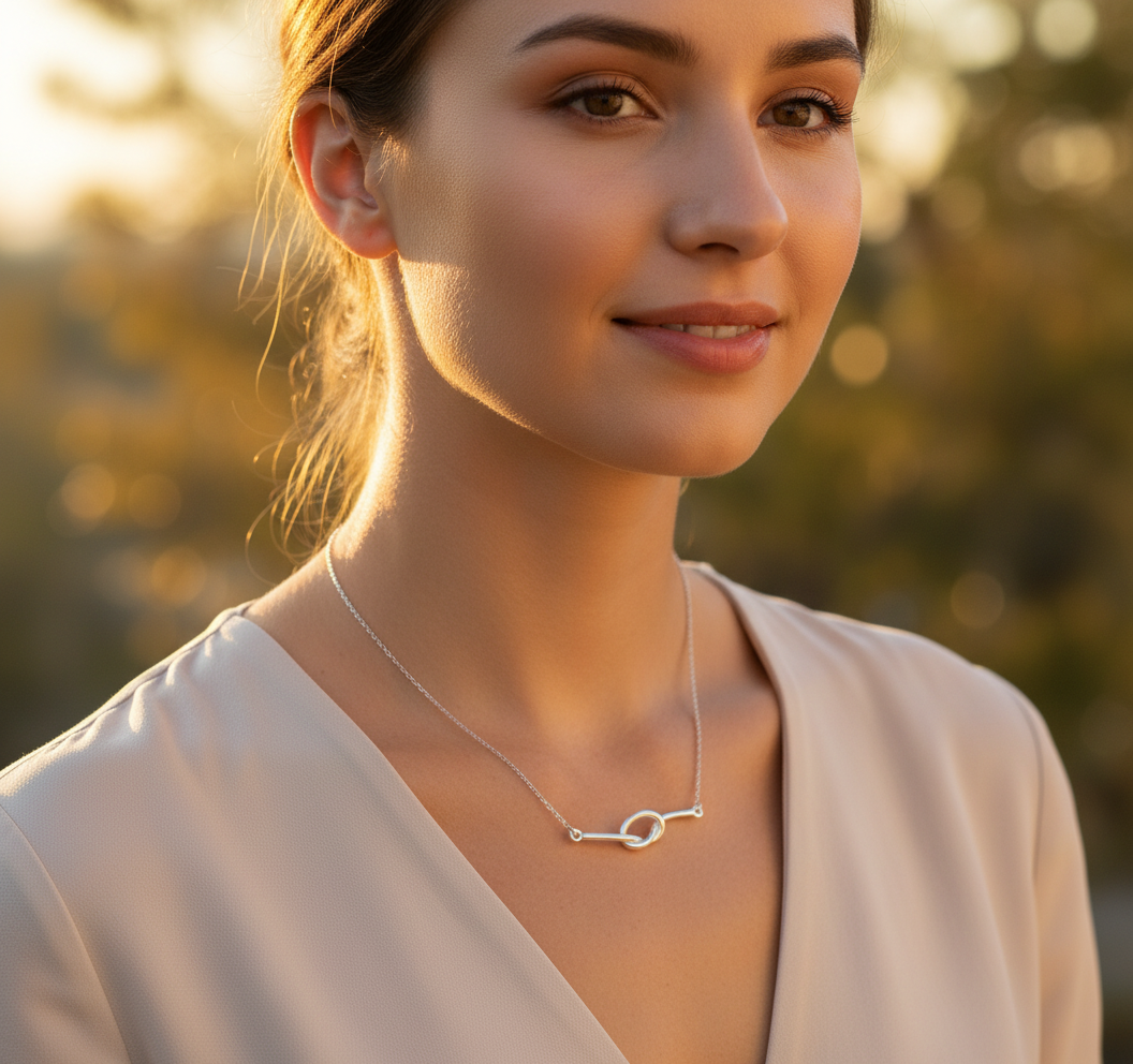 Sterling Silver Women's Love Knot Necklace Silver Girls Knot Charm Necklace