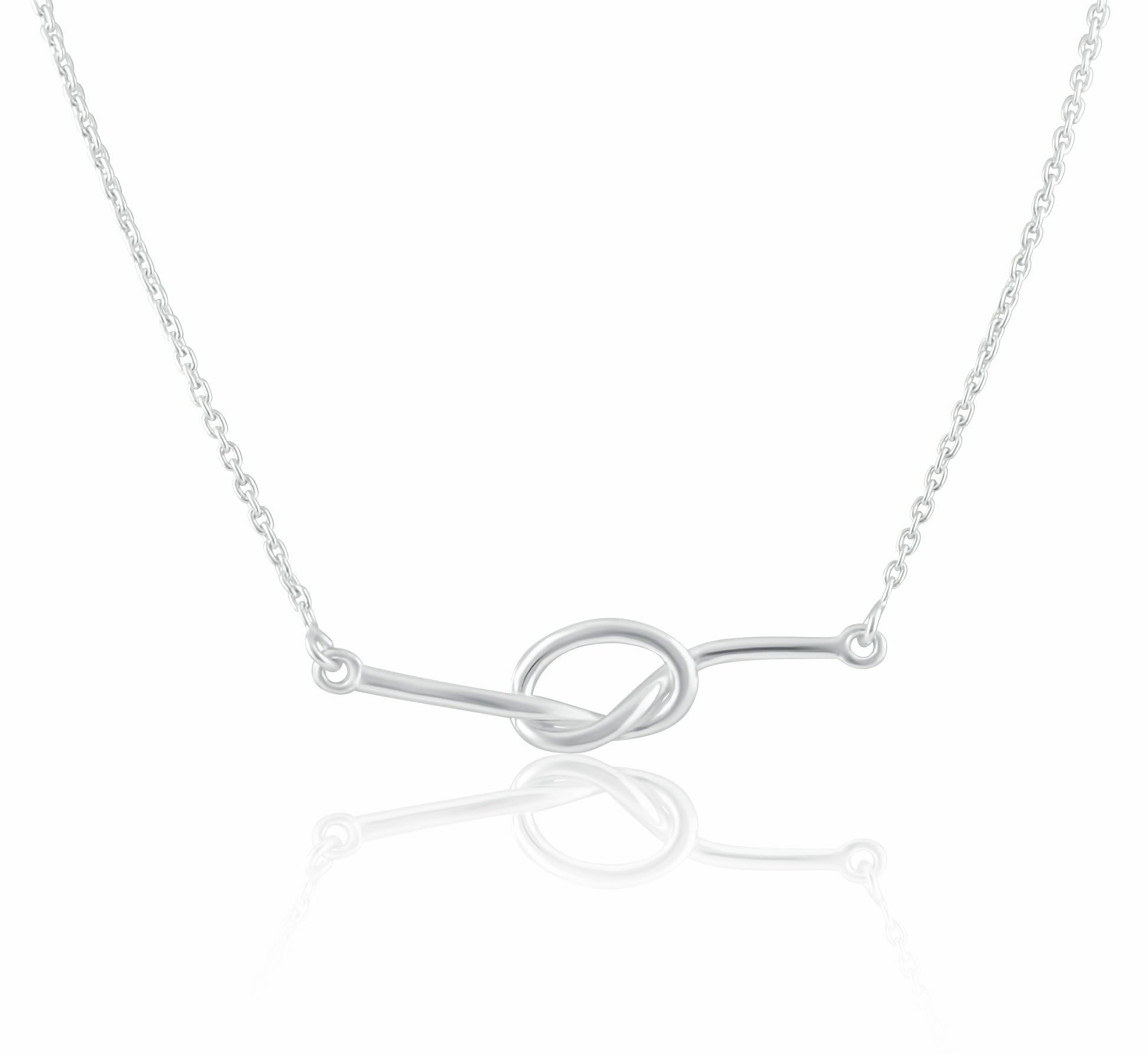 Sterling Silver Women's Love Knot Necklace Silver Girls Knot Charm Necklace