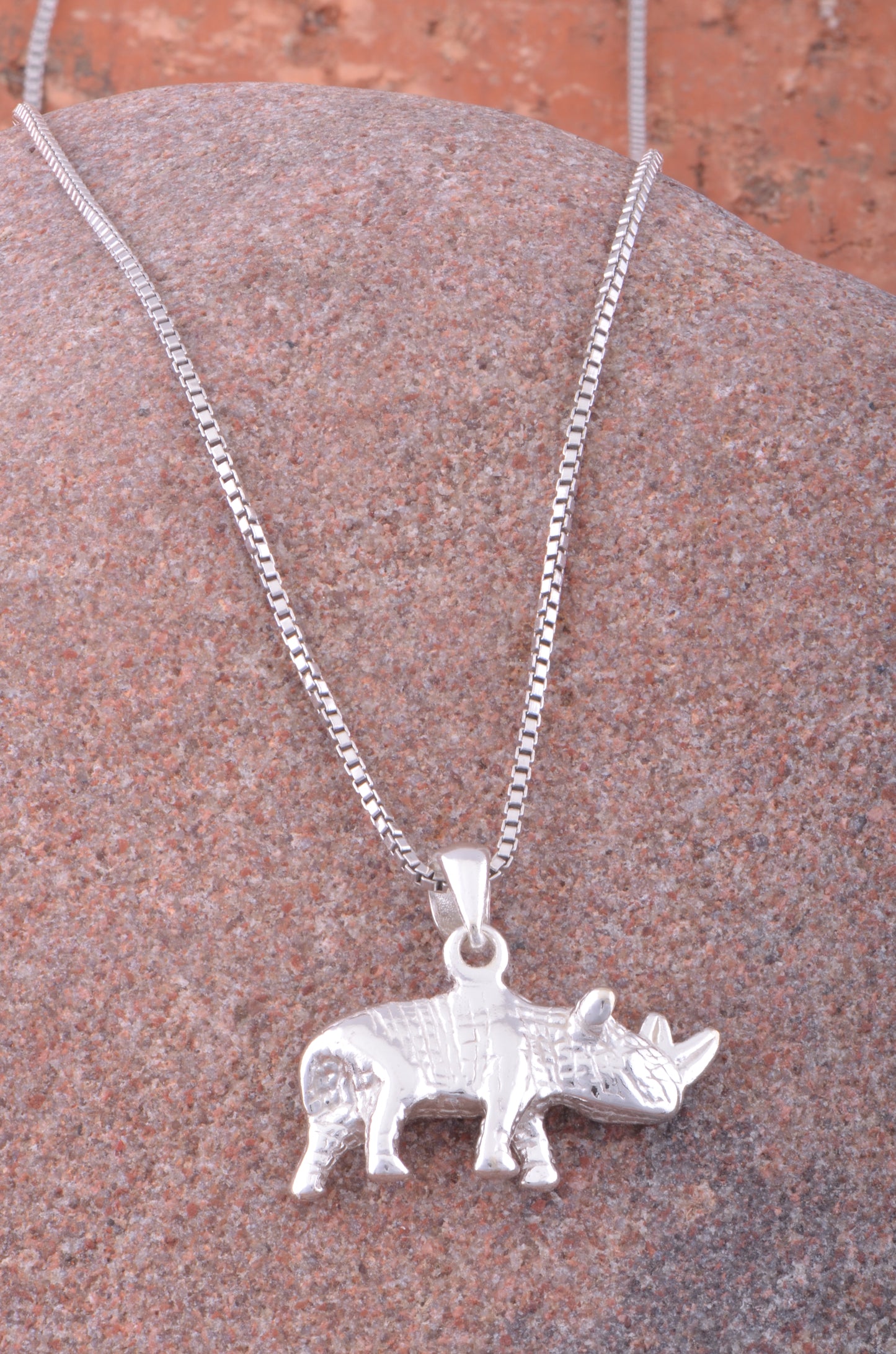 Sterling Silver Women's Rhino Necklace Silver Girls Rhinoceros Charm Necklace
