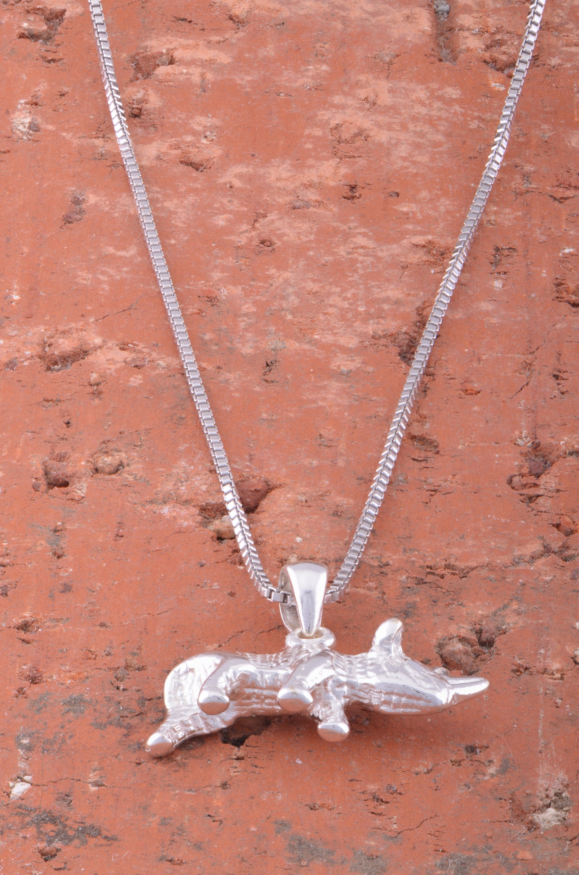Sterling Silver Women's Rhino Necklace Silver Girls Rhinoceros Charm Necklace