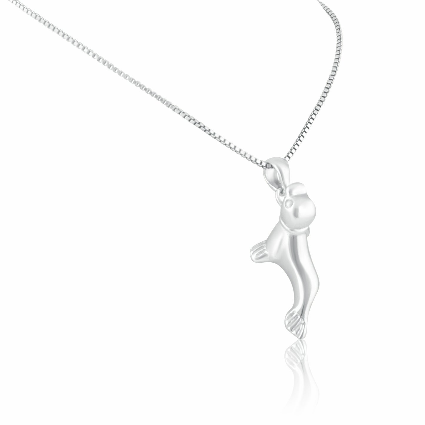 Sterling Silver Women's Ocean Seal Necklace Silver Girls Seal Charm Necklace
