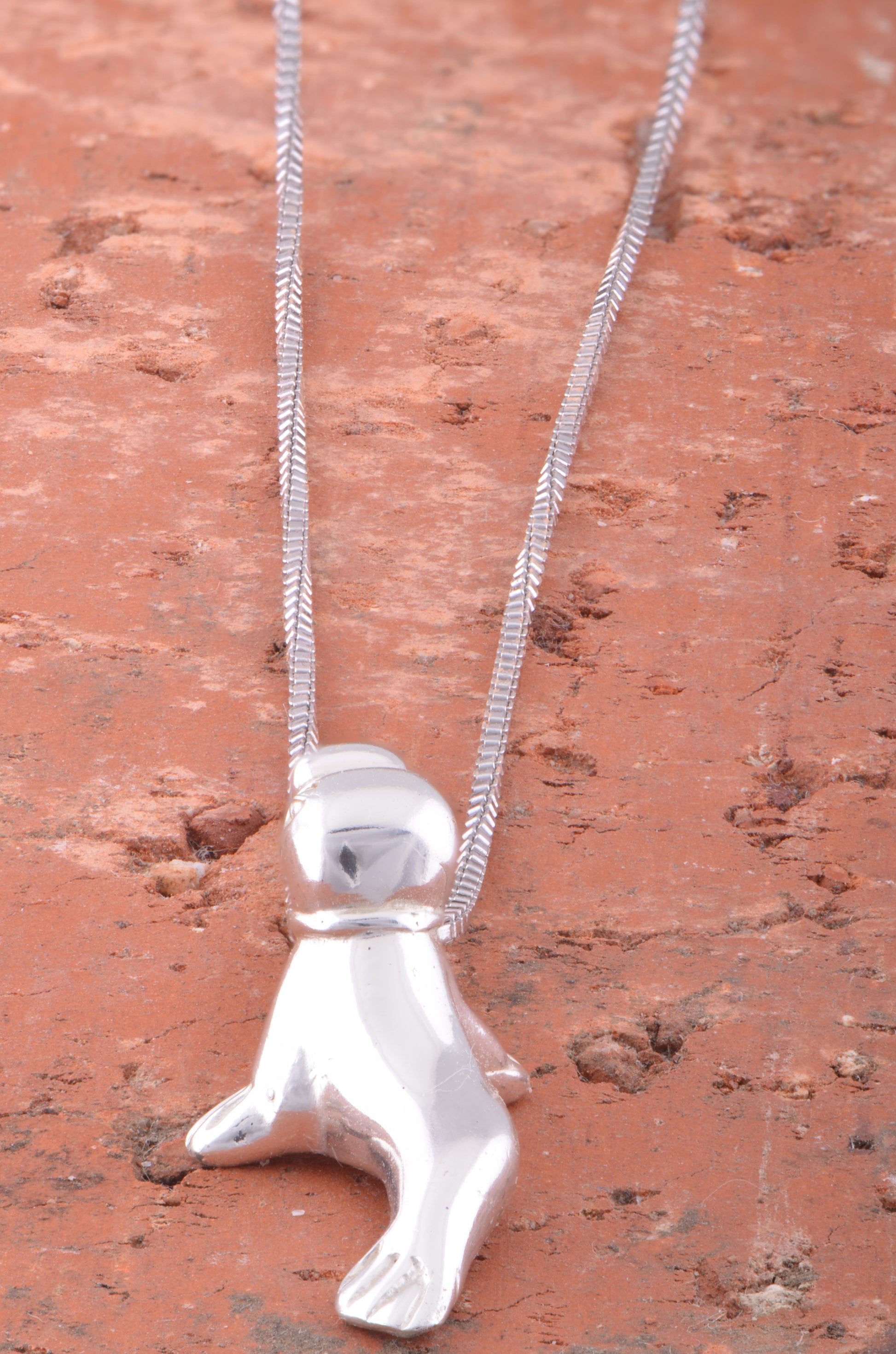 Sterling Silver Women's Ocean Seal Necklace Silver Girls Seal Charm Necklace
