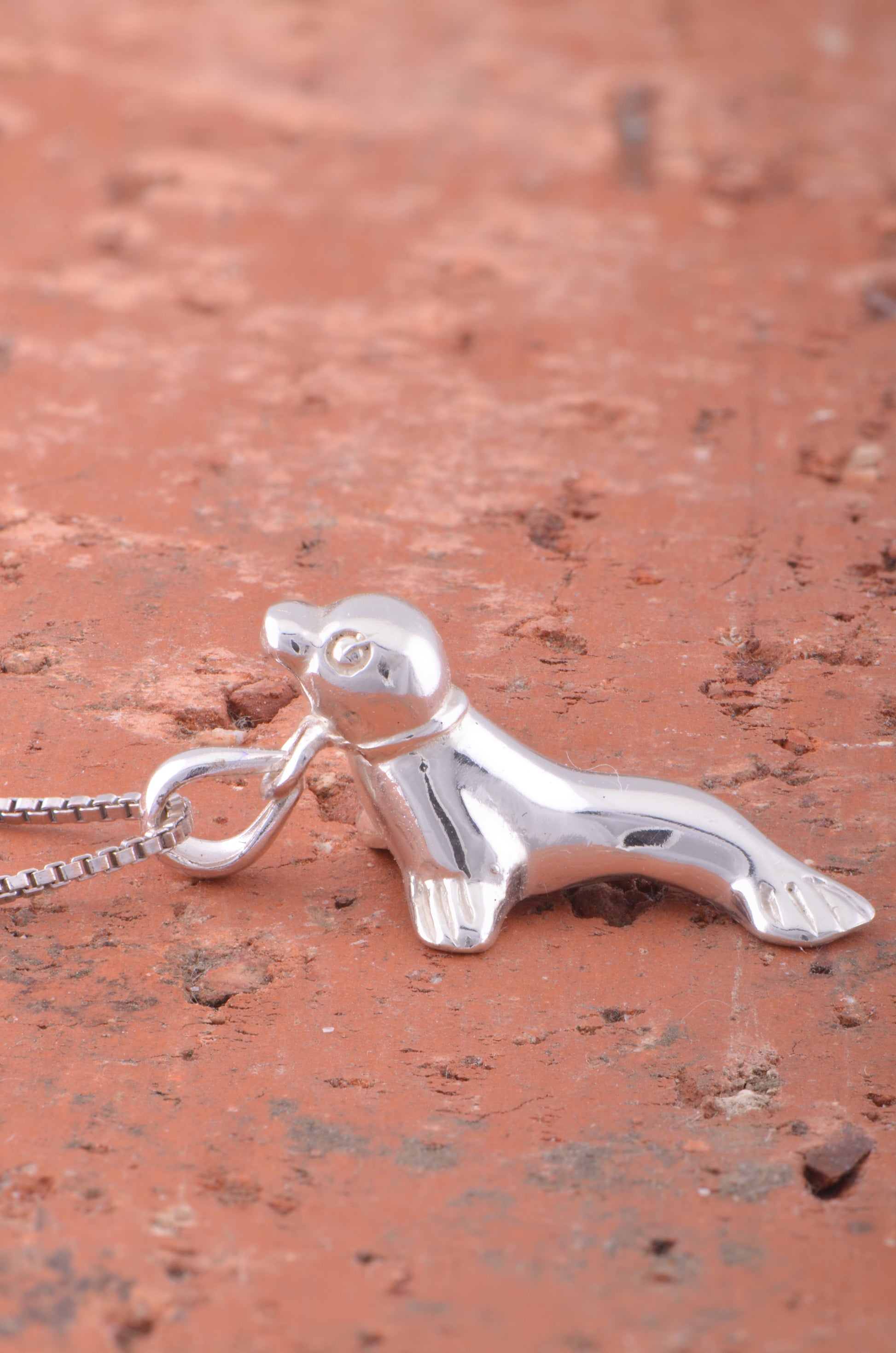 Sterling Silver Women's Ocean Seal Necklace Silver Girls Seal Charm Necklace