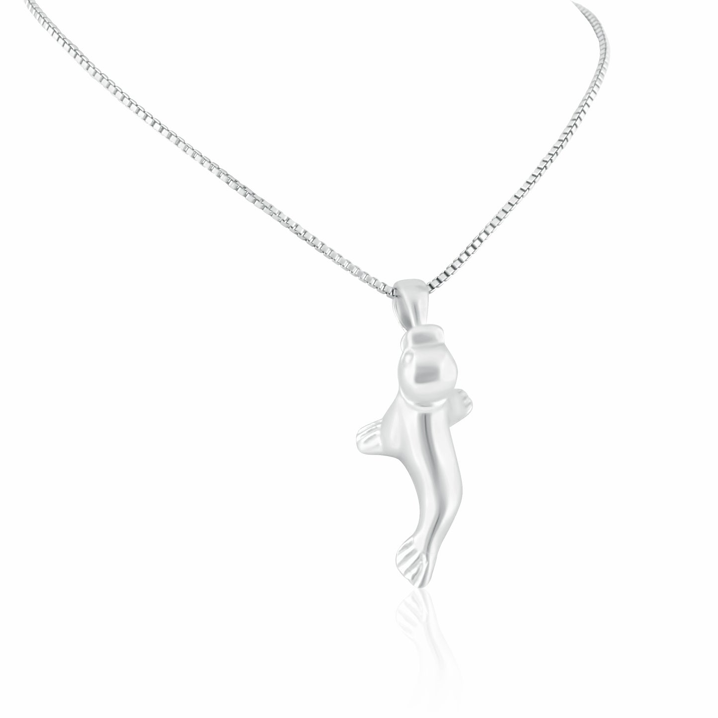 Sterling Silver Women's Ocean Seal Necklace Silver Girls Seal Charm Necklace