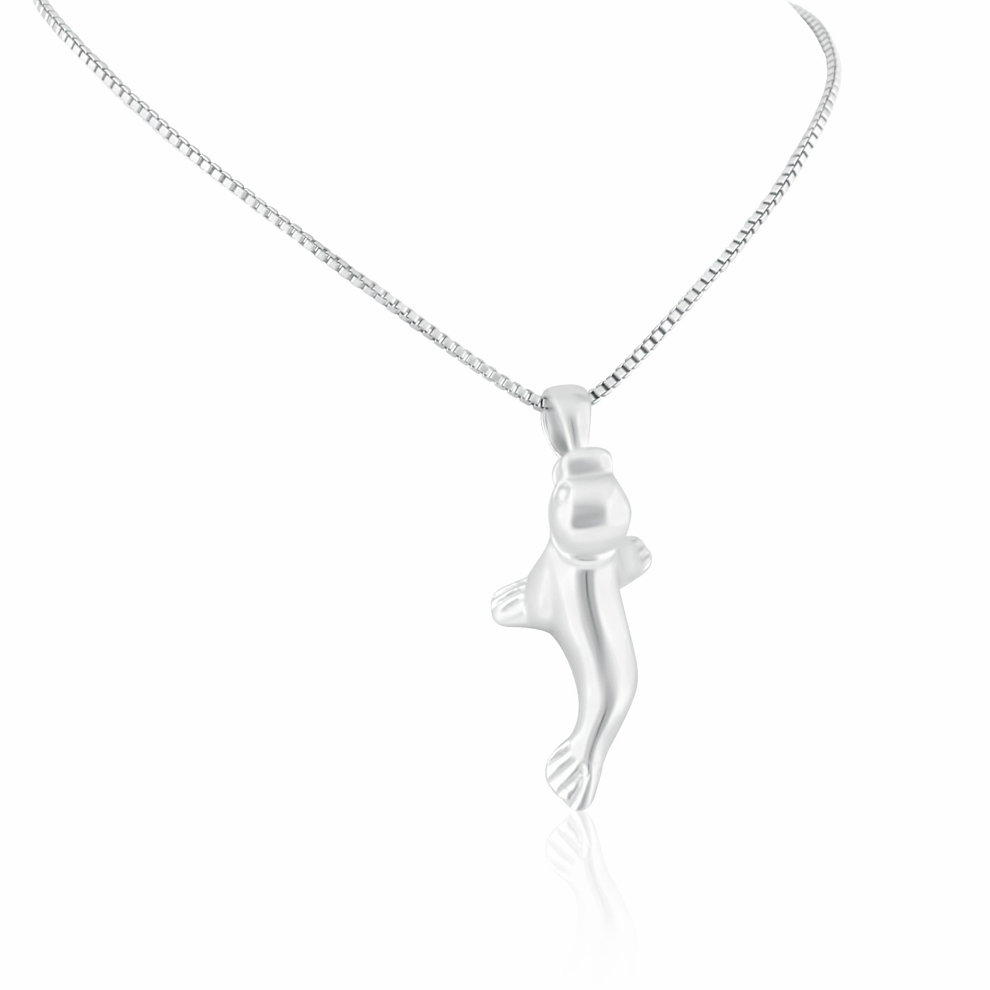 Sterling Silver Women's Ocean Seal Necklace Silver Girls Seal Charm Necklace