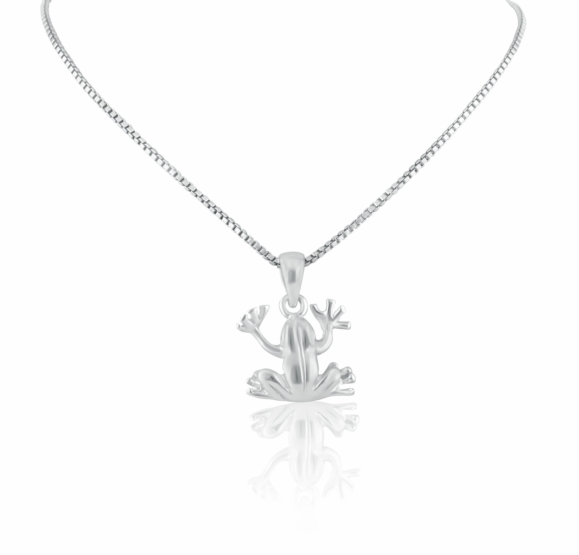 Sterling Silver Women's Tree Frog Necklace Silver Girls Frog Charm Necklace