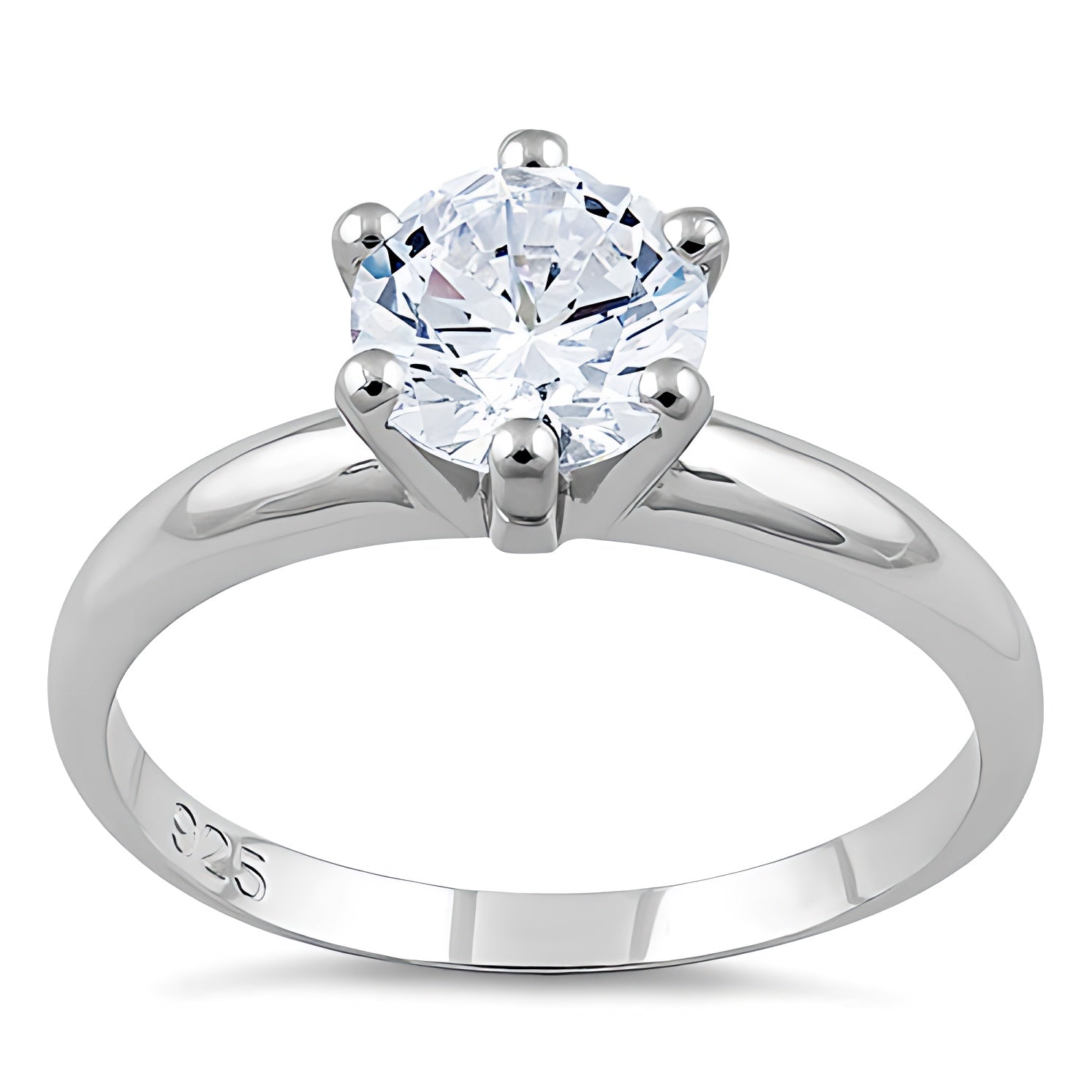 Sterling Silver Solitaire CZ Engagement Ring for Women, Cubic Zirconia, Promise Ring Gift view 2