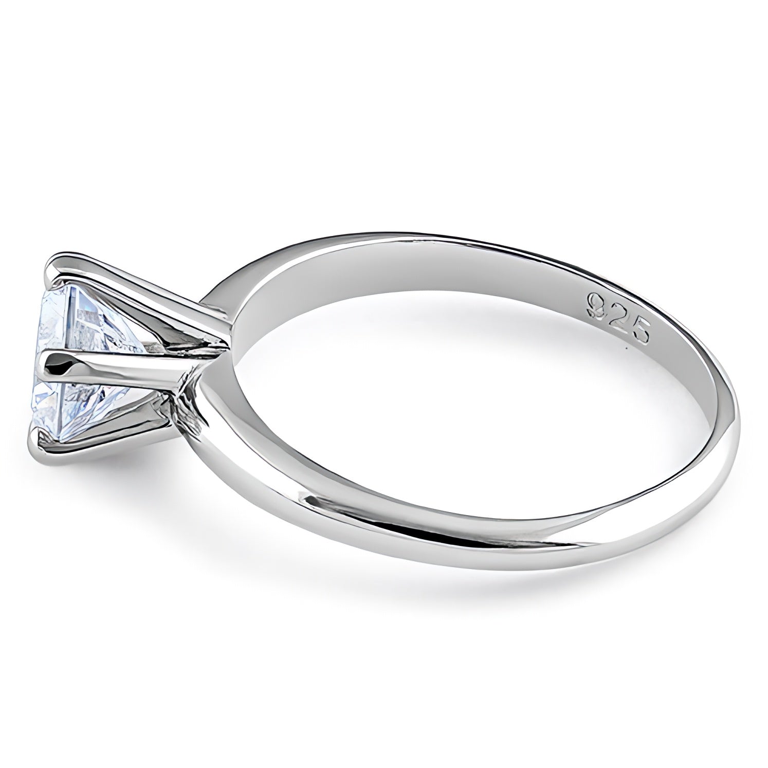 Sterling Silver Solitaire CZ Engagement Ring for Women, Cubic Zirconia, Promise Ring Gift view 4
