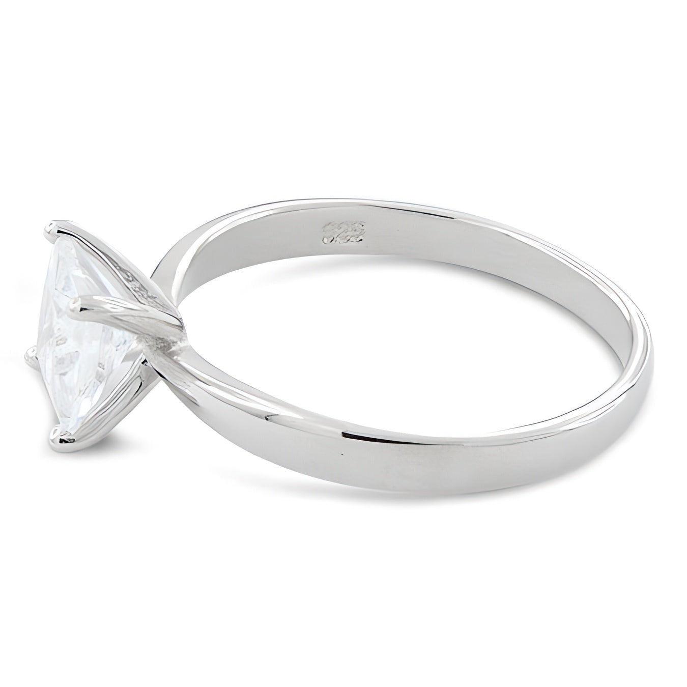 Sterling Silver Solitaire Princess Cut CZ Ring for Women, Princess Cubic Zirconia, Promise Ring Gift view 4