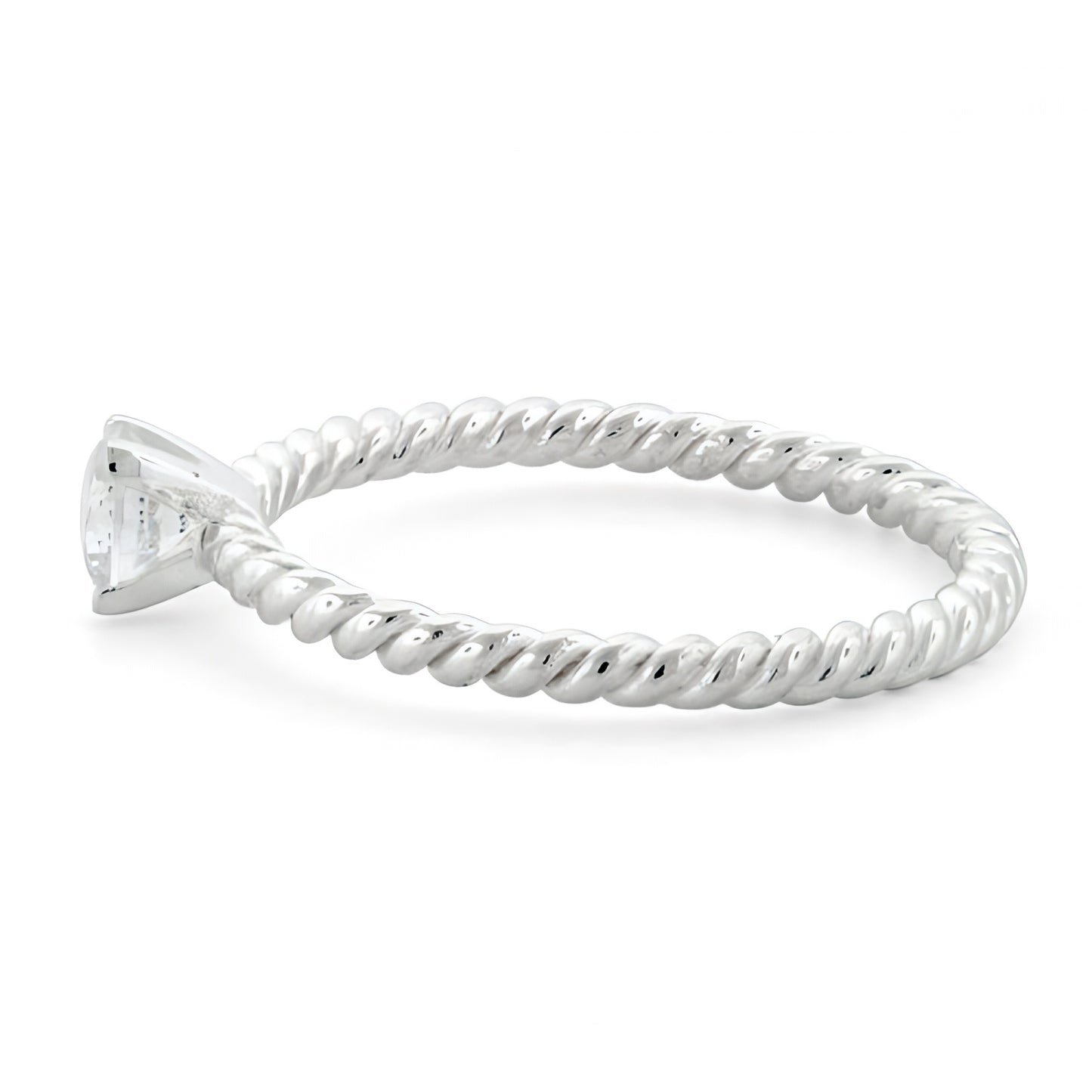 Sterling Silver Solitaire CZ Rope Ring for Women, Cubic Zirconia, Promise Ring Gift view 4
