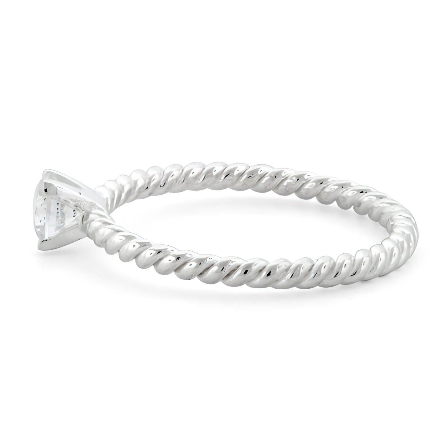 Sterling Silver Solitaire CZ Rope Ring for Women, Cubic Zirconia, Promise Ring Gift view 4