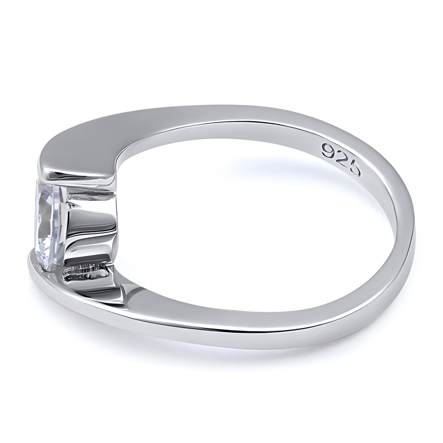 Sterling Silver Round Bezel Clear CZ Ring for Women, Round Cubic Zirconia, Promise Ring Gift view 4