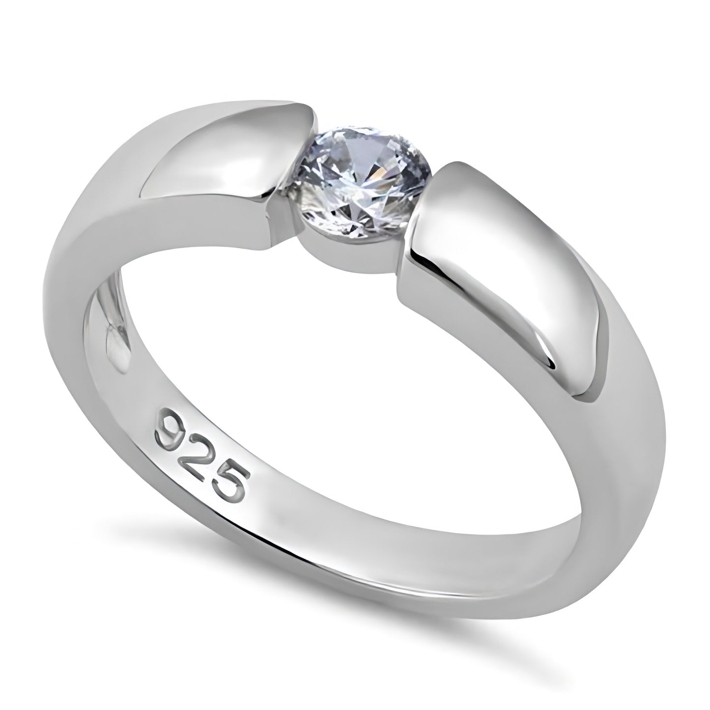 Sterling Silver Channel Bezel Clear CZ Ring for Women, Cubic Zirconia, Promise Ring Gift