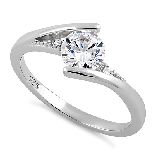 Sterling Silver Stuck In Between Clear CZ Ring for Women, Cubic Zirconia, Promise Ring Gift