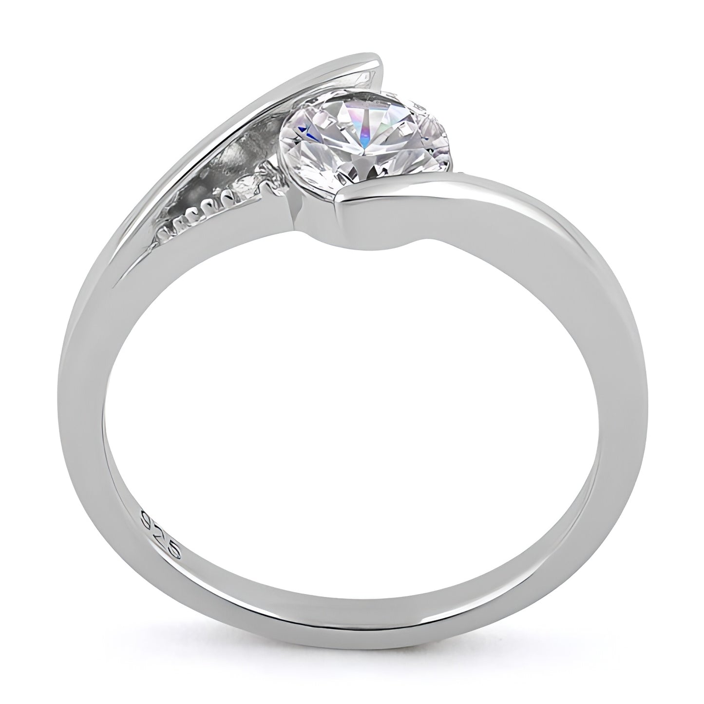 Sterling Silver Stuck In Between Clear CZ Ring for Women, Cubic Zirconia, Promise Ring Gift view 3