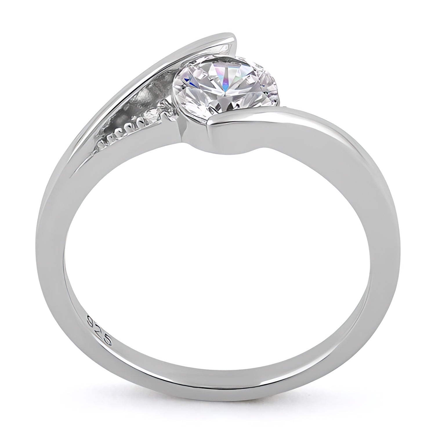 Sterling Silver Stuck In Between Clear CZ Ring for Women, Cubic Zirconia, Promise Ring Gift view 3