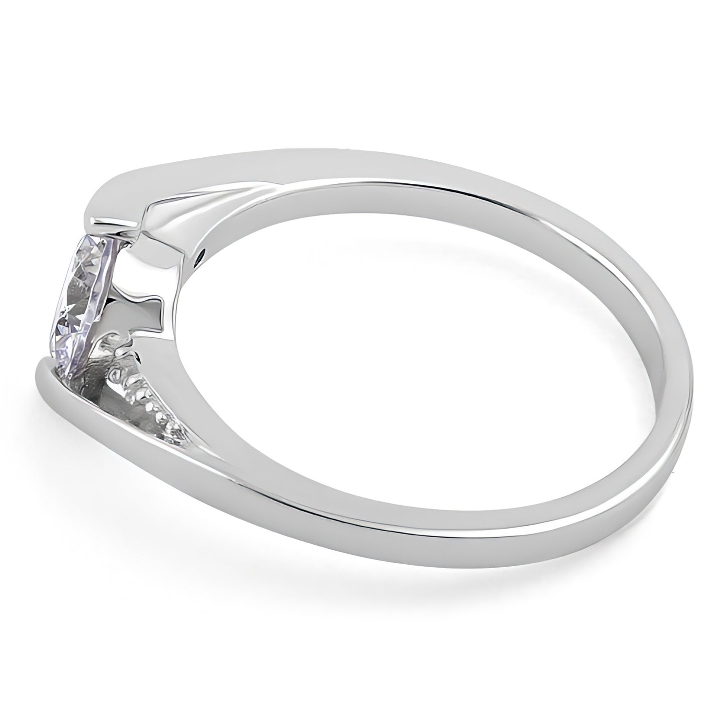 Sterling Silver Stuck In Between Clear CZ Ring for Women, Cubic Zirconia, Promise Ring Gift view 4