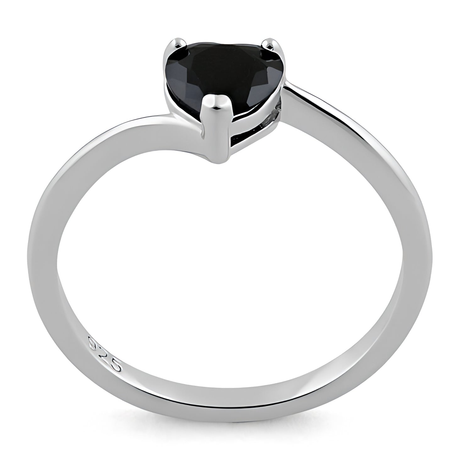 Sterling Silver Black Heart CZ Ring for Women, Heart Cubic Zirconia, Promise Ring Gift view 3