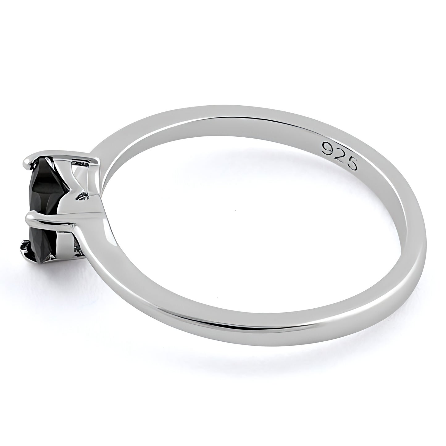 Sterling Silver Black Heart CZ Ring for Women, Heart Cubic Zirconia, Promise Ring Gift view 4